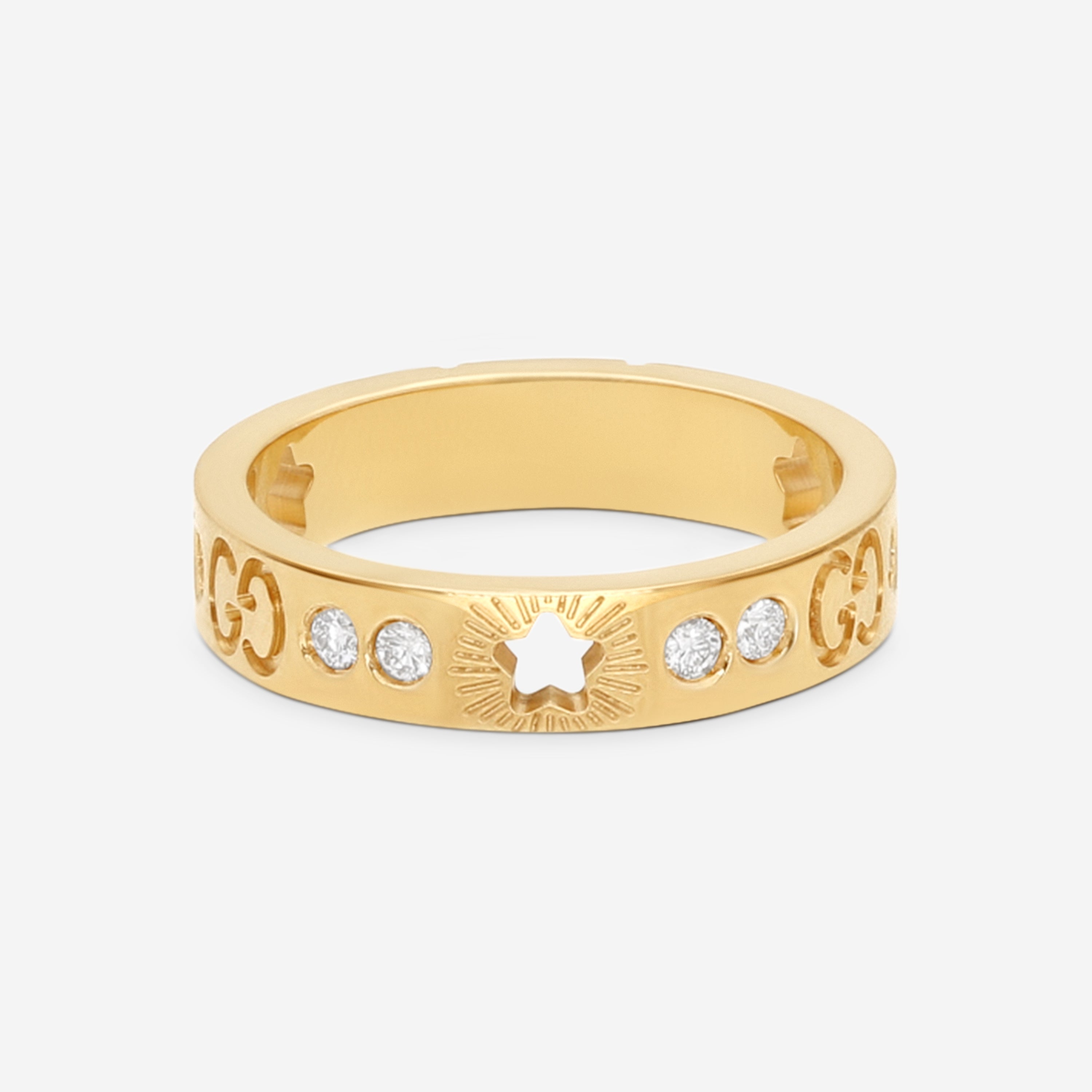 Gucci Icon 18K Yellow Gold Diamond Band Ring YBC662057001010 — view 3