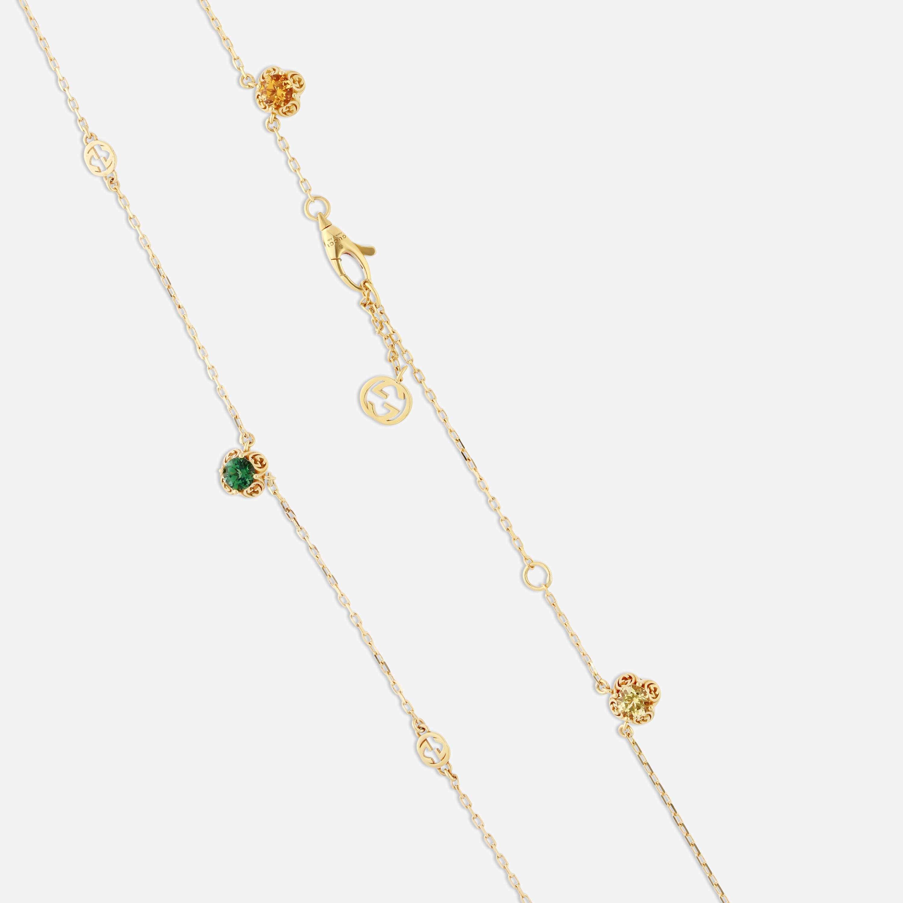 Gucci Interlocking G Motif 18K Yellow Gold Multistone Necklace YBB66242900100U — view 3