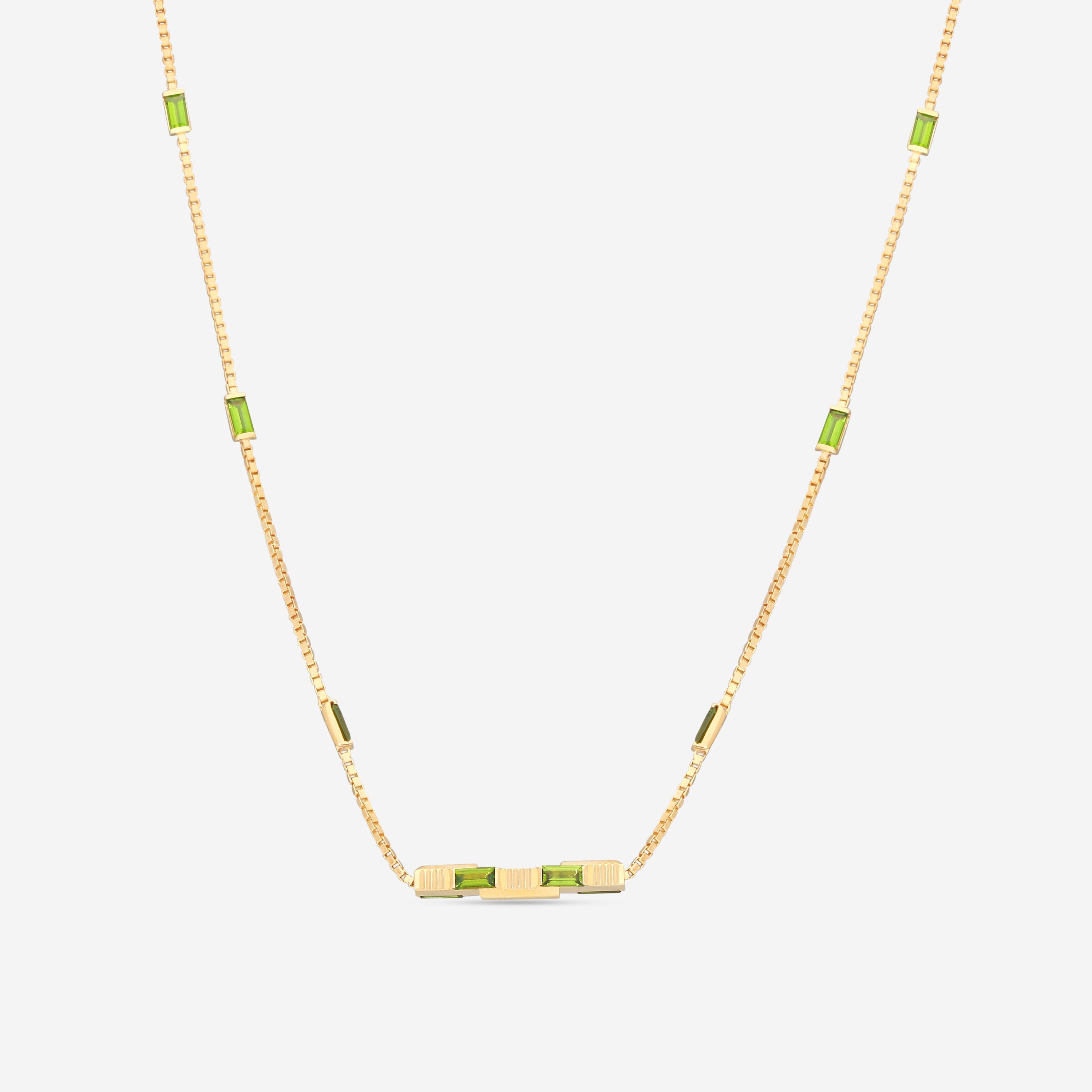 Gucci Link to Love 18K Yellow Gold Green Tourmaline Necklace YBB70239400200U