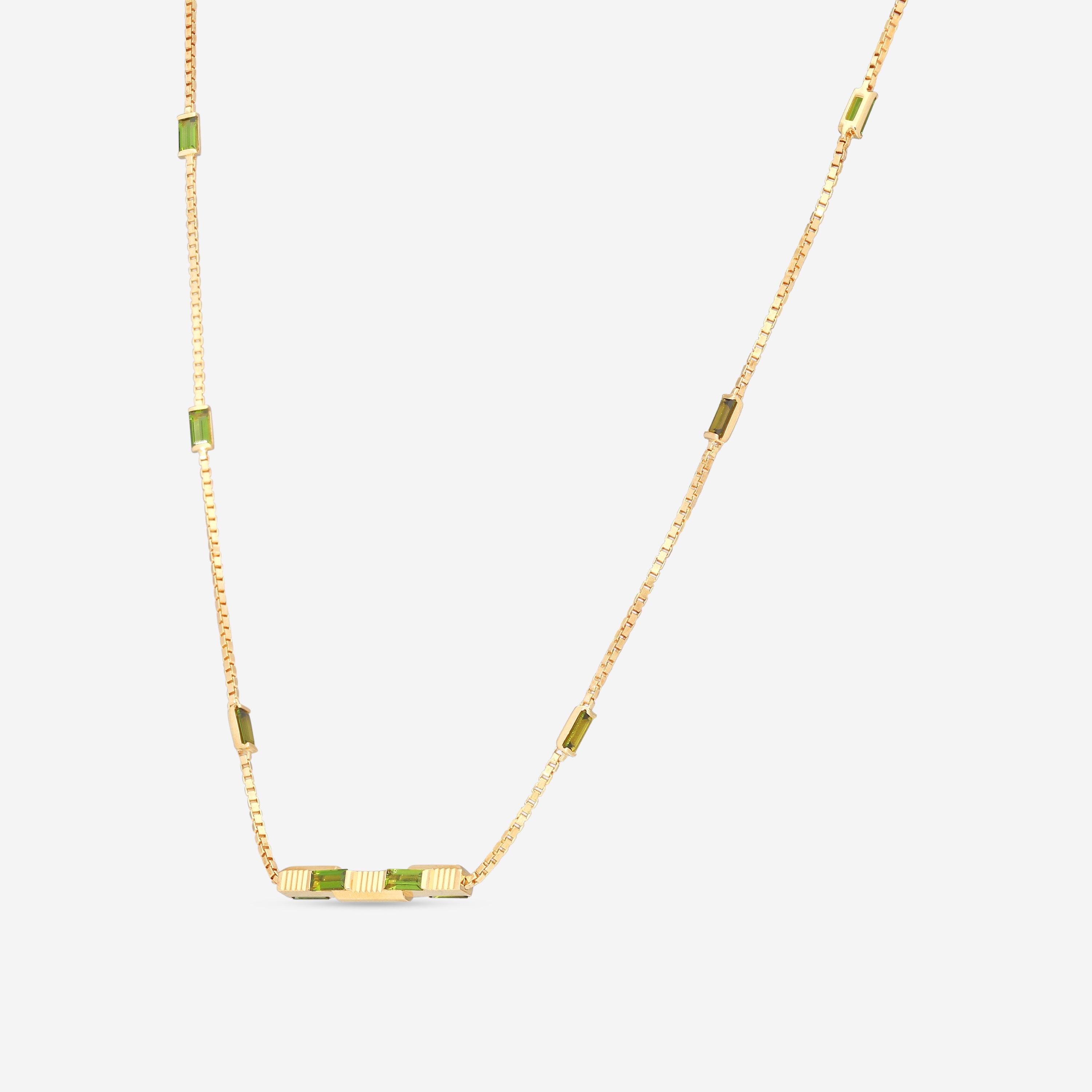 Gucci Link to Love 18K Yellow Gold Green Tourmaline Necklace YBB70239400200U — view 2