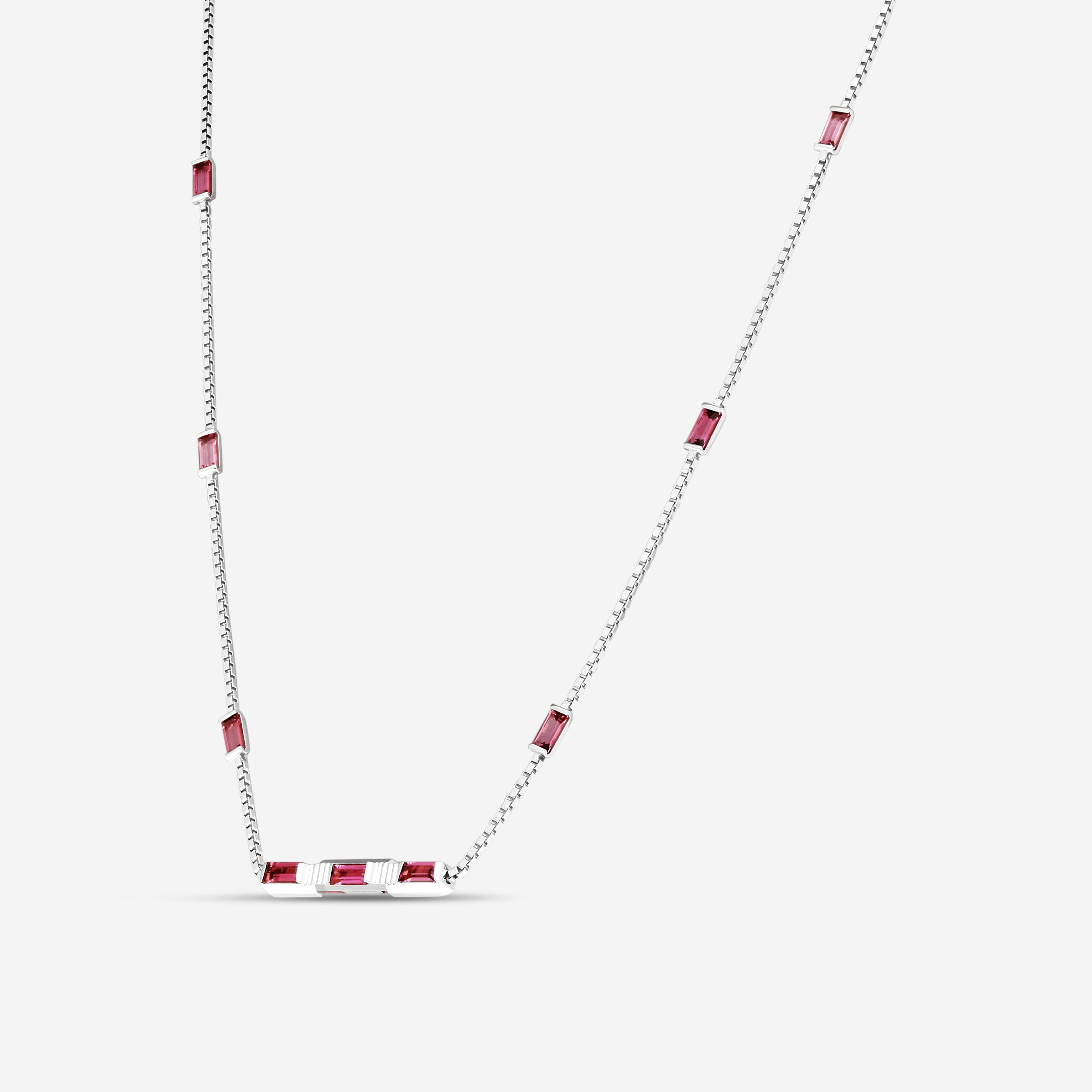 Gucci Link to Love 18K White Gold Rubellite Pendant Necklace YBB70239400100U — view 2