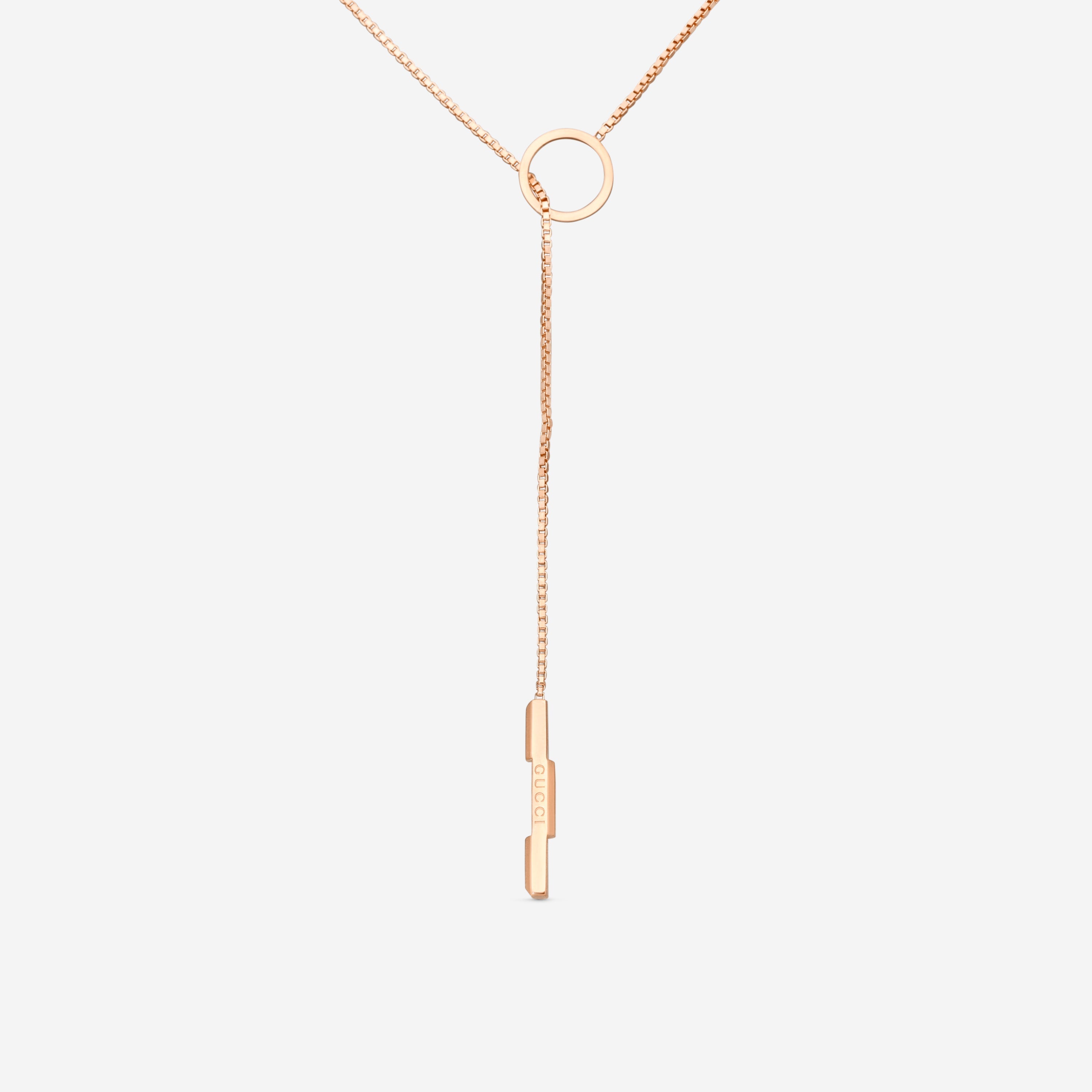 Gucci Link to Love 18K Rose Gold Lariat Necklace YBB66211000200U