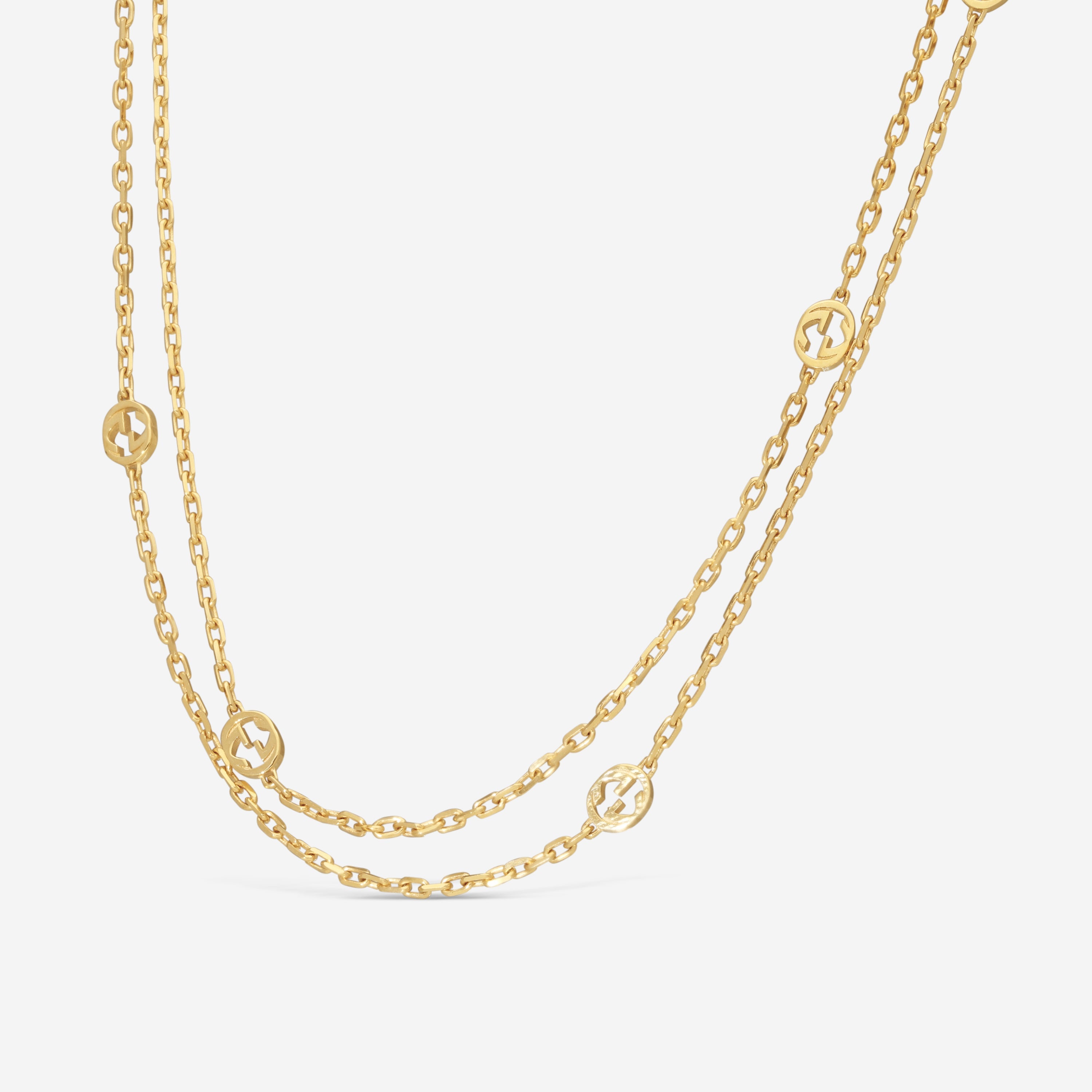 Gucci Interlocking G 18K Yellow Gold Station Necklace YBB63176100100U — view 2