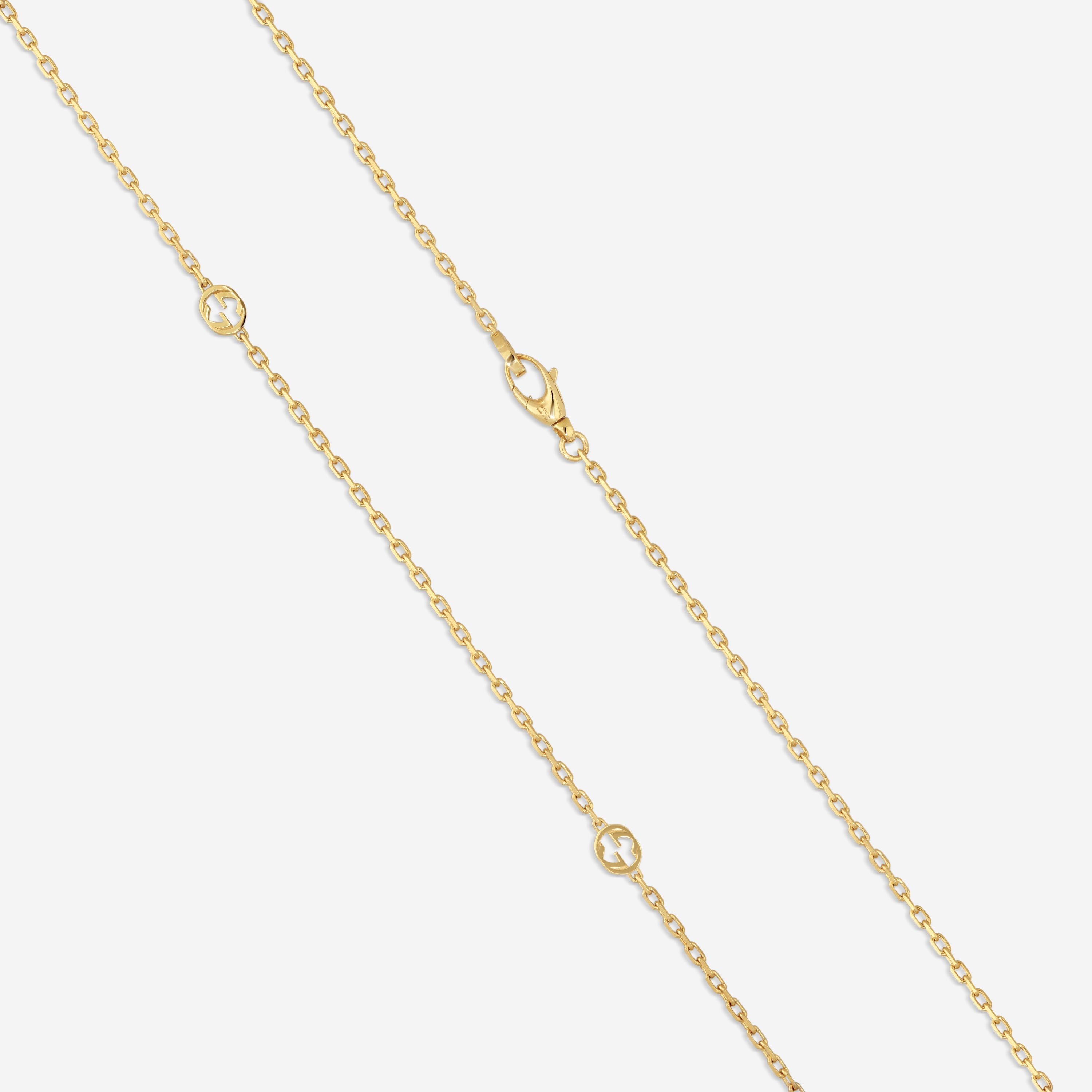 Gucci Interlocking G 18K Yellow Gold Station Necklace YBB63176100100U — view 3