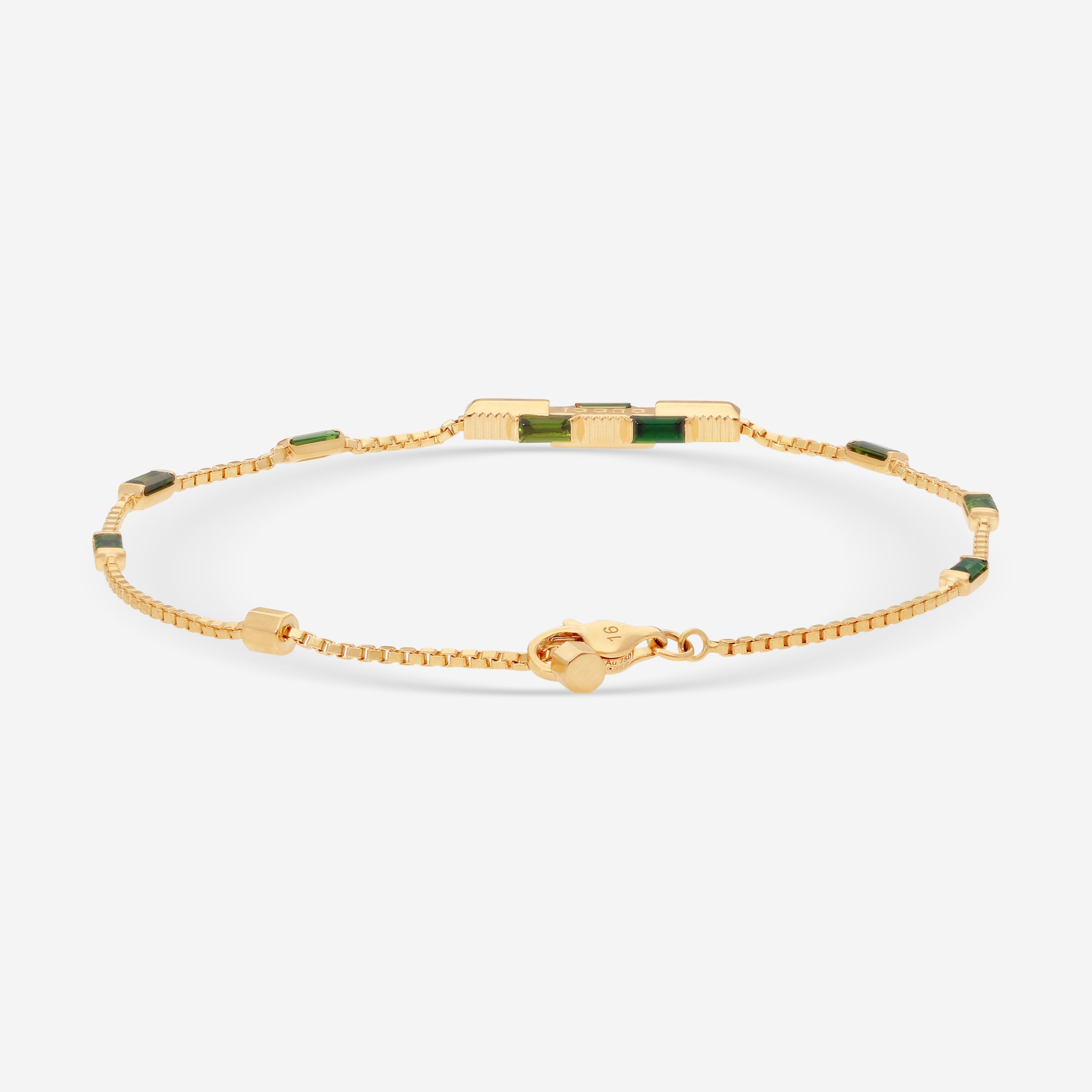 Gucci Link to Love 18K Yellow Gold Green Tourmaline Chain Bracelet YBA702395002016 — view 2