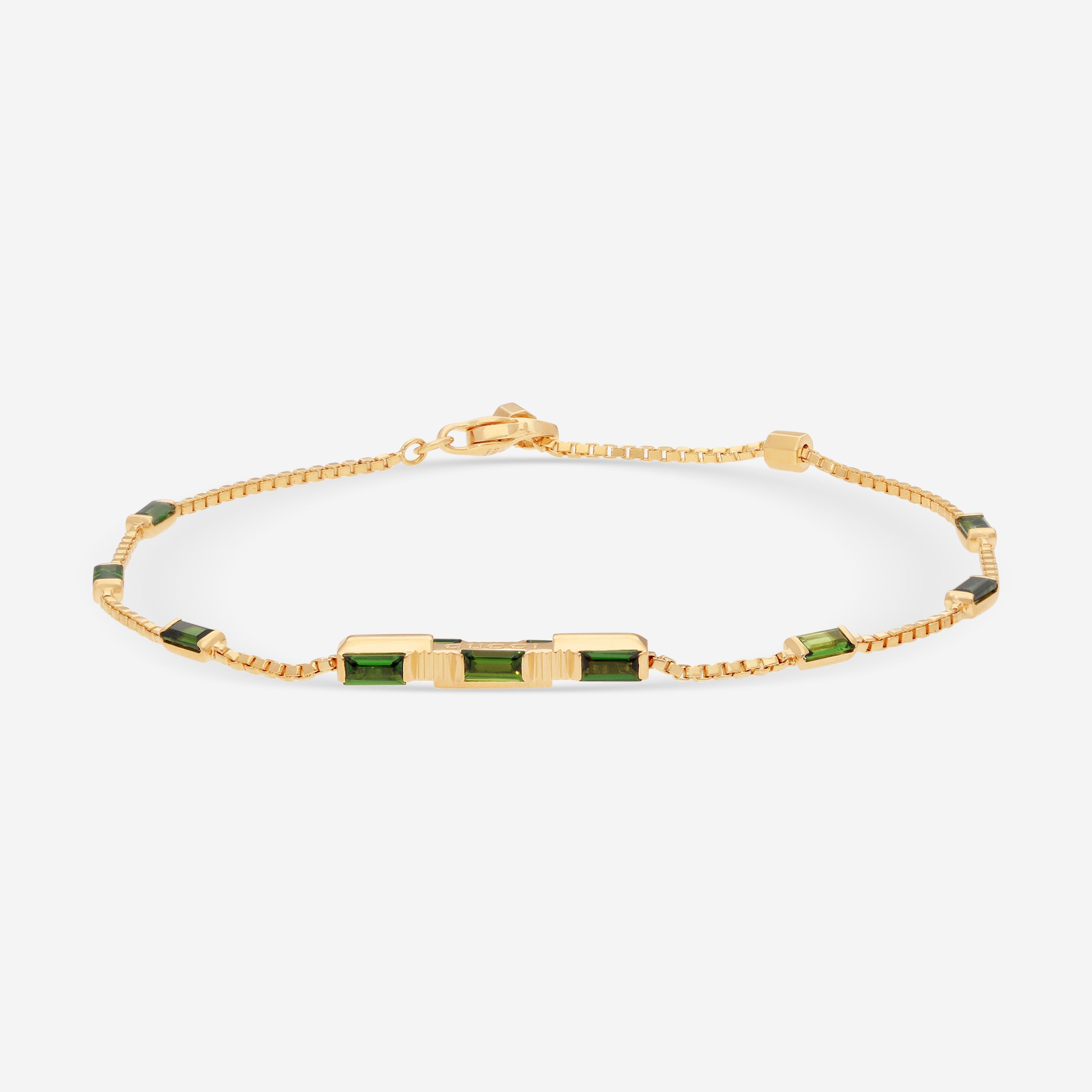 Gucci Link to Love 18K Yellow Gold Green Tourmaline Chain Bracelet YBA702395002016 — view 3