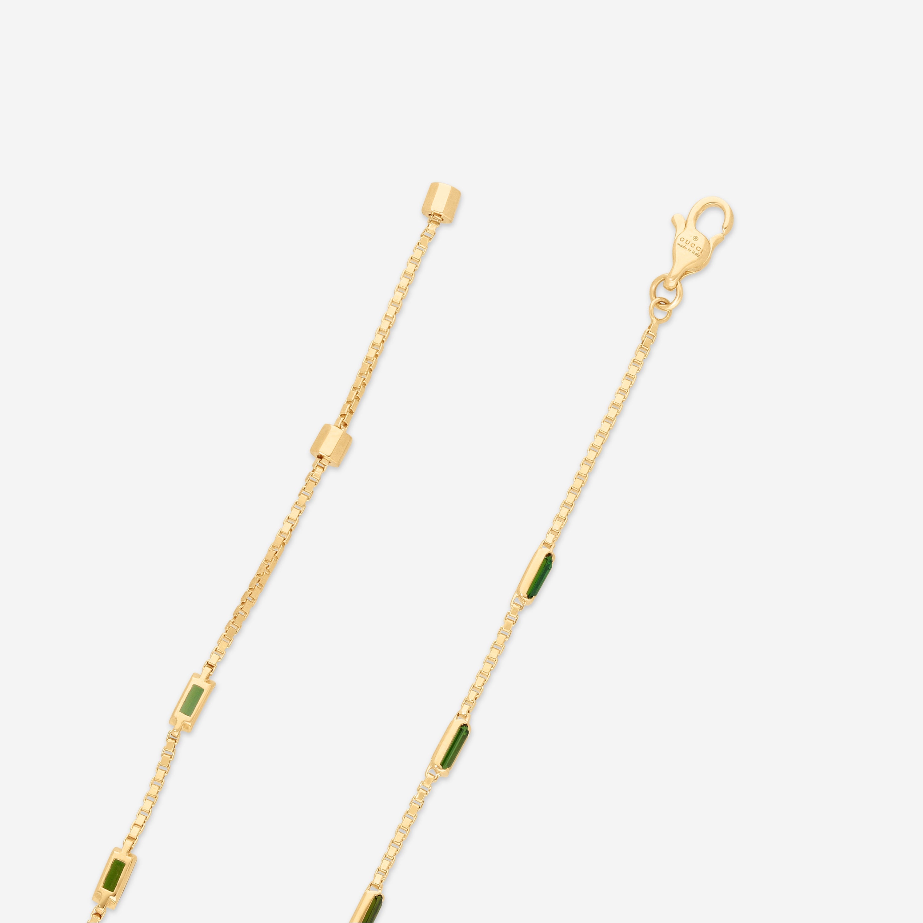 Gucci Link to Love 18K Yellow Gold Green Tourmaline Chain Bracelet YBA702395002016 — view 4