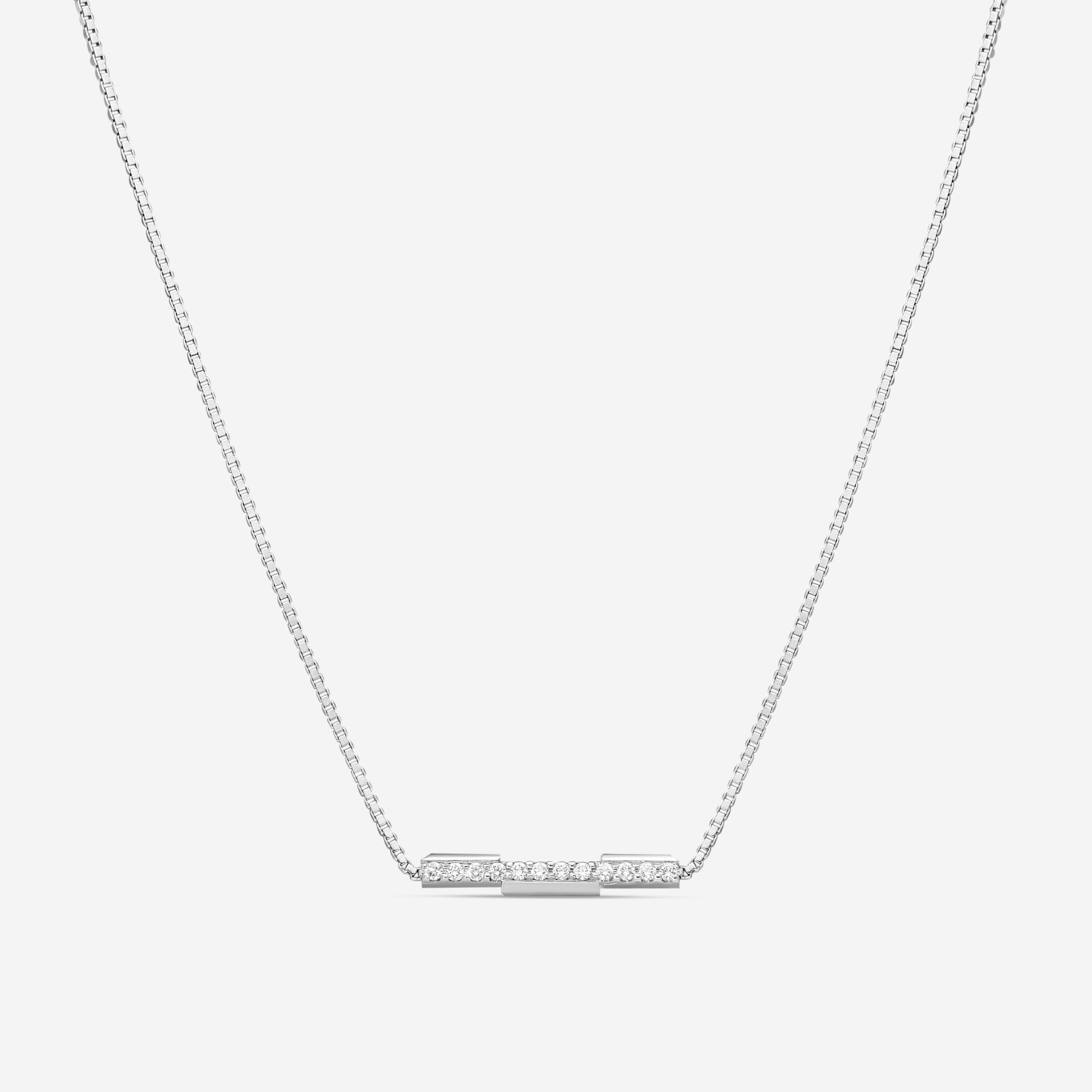 Gucci Link to Love 18K White Gold Diamond Necklace YBB66213200100U