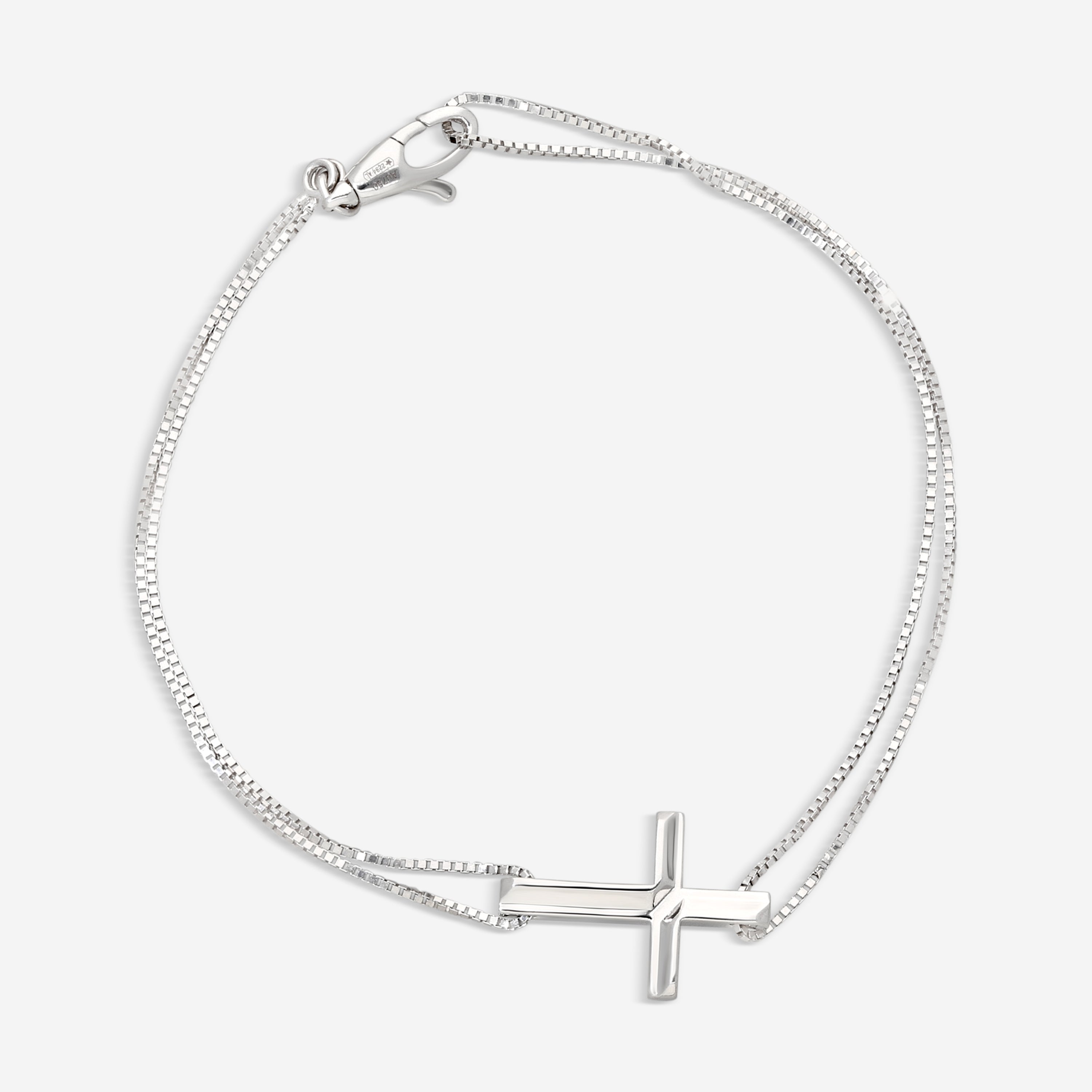 Gucci Link to Love 18K White Gold Cross Charm Chain Bracelet YBA759354002016