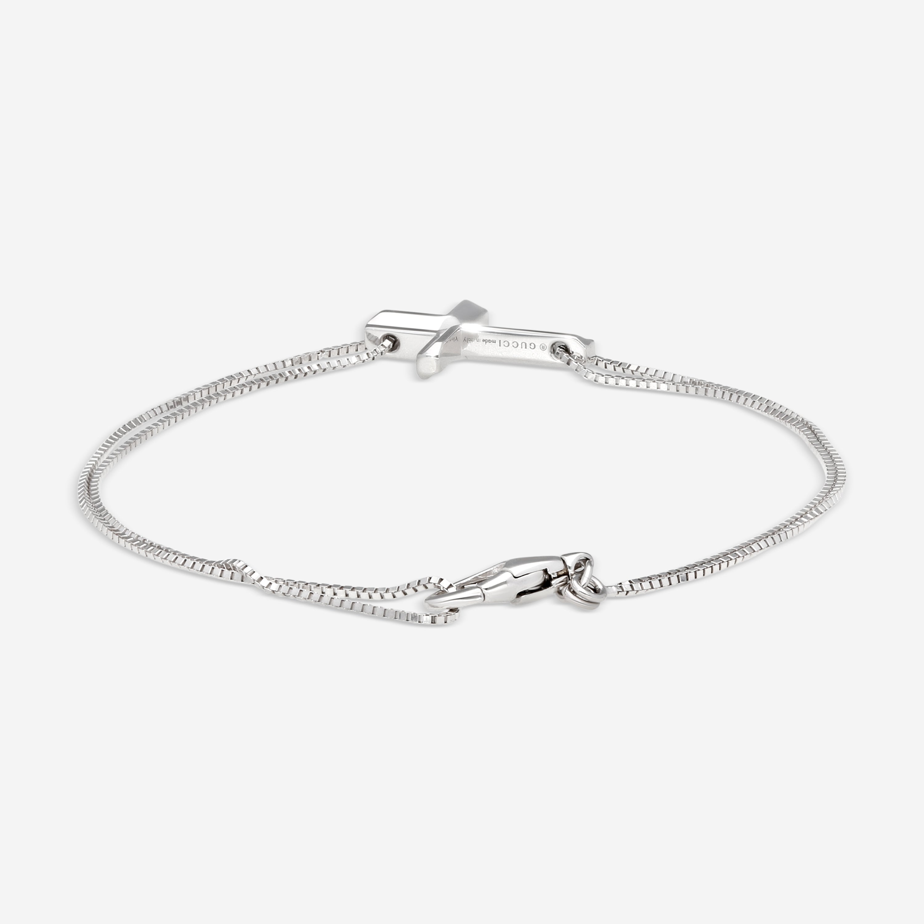 Gucci Link to Love 18K White Gold Cross Charm Chain Bracelet YBA759354002016 — view 3