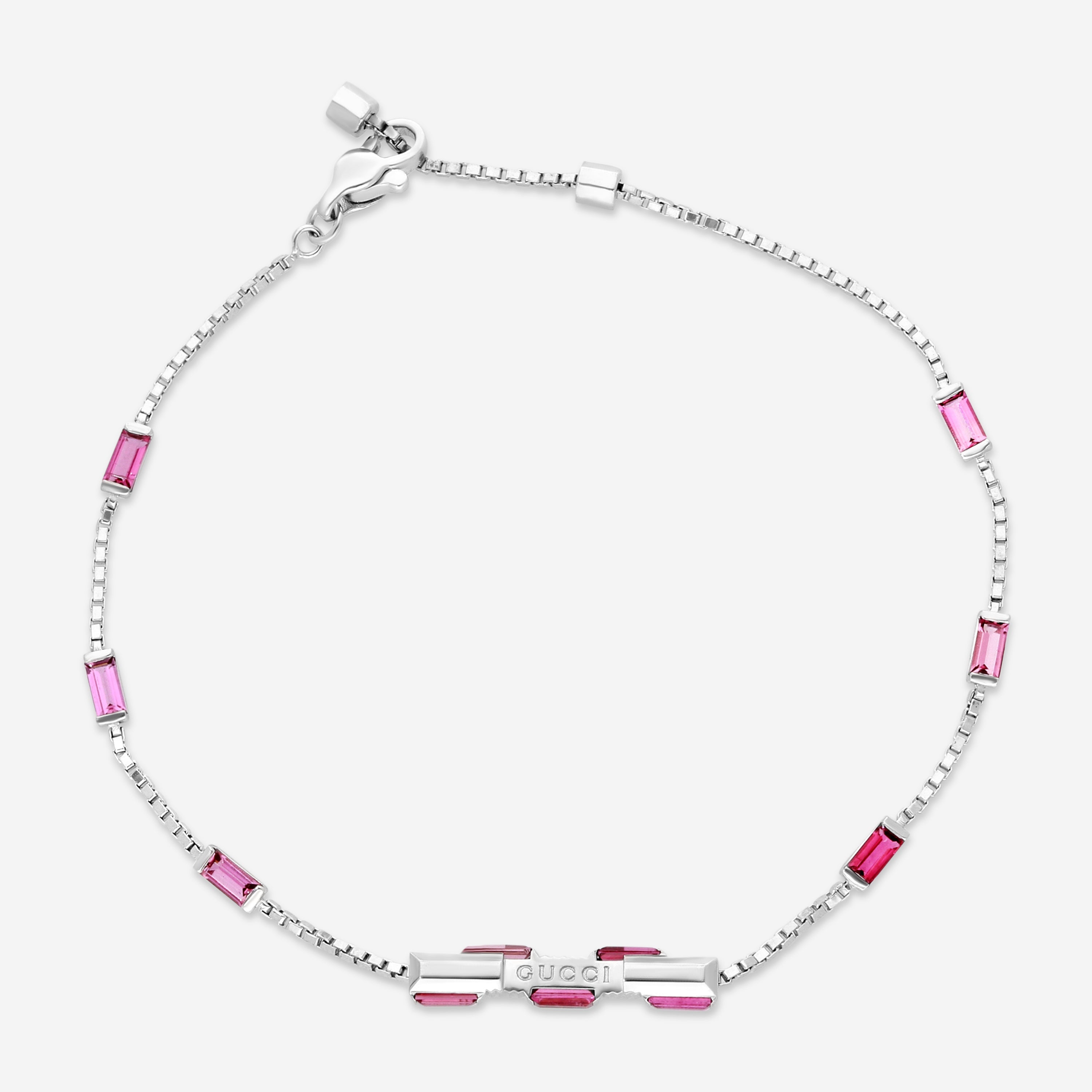 Gucci Link to Love 18K White Gold Rubellite Chain Bracelet YBA702395001016