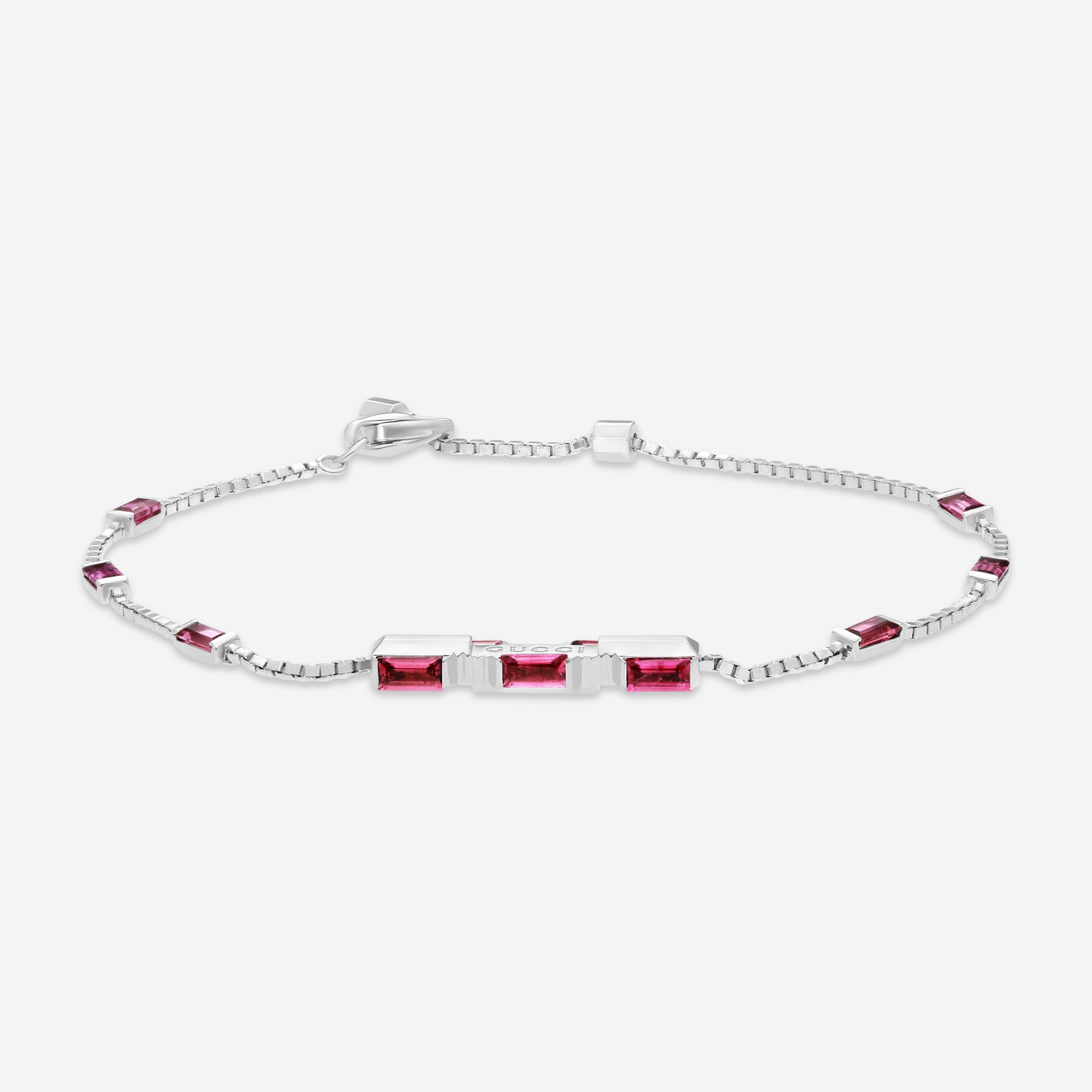 Gucci Link to Love 18K White Gold Rubellite Chain Bracelet YBA702395001016 — view 2