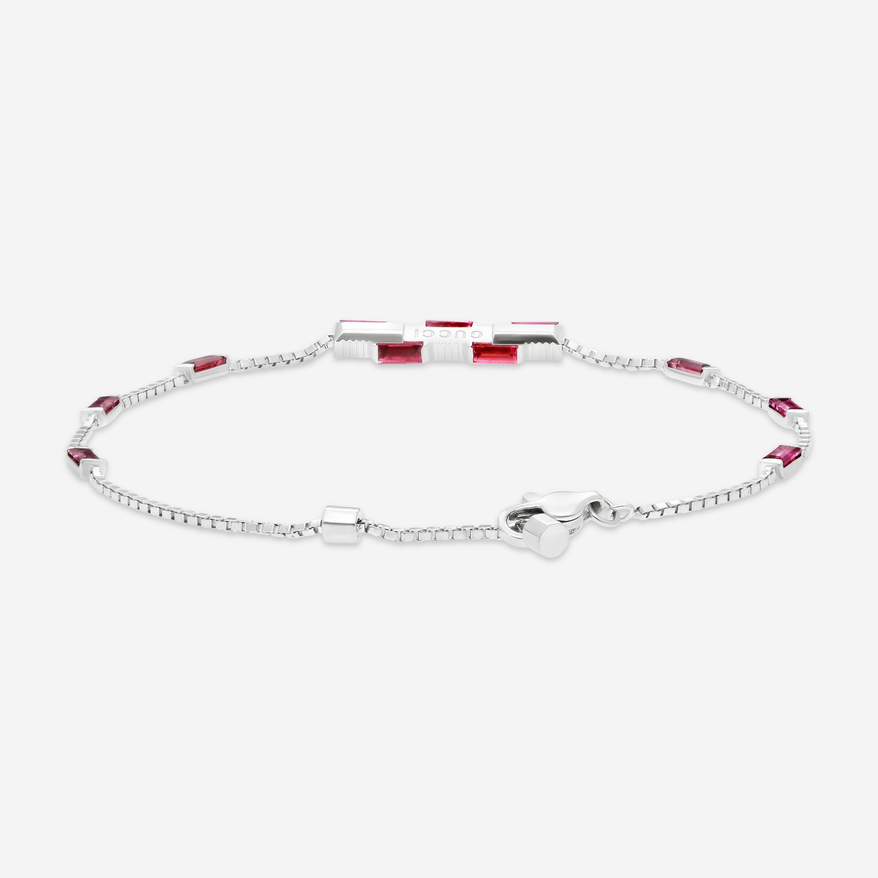 Gucci Link to Love 18K White Gold Rubellite Chain Bracelet YBA702395001016 — view 3