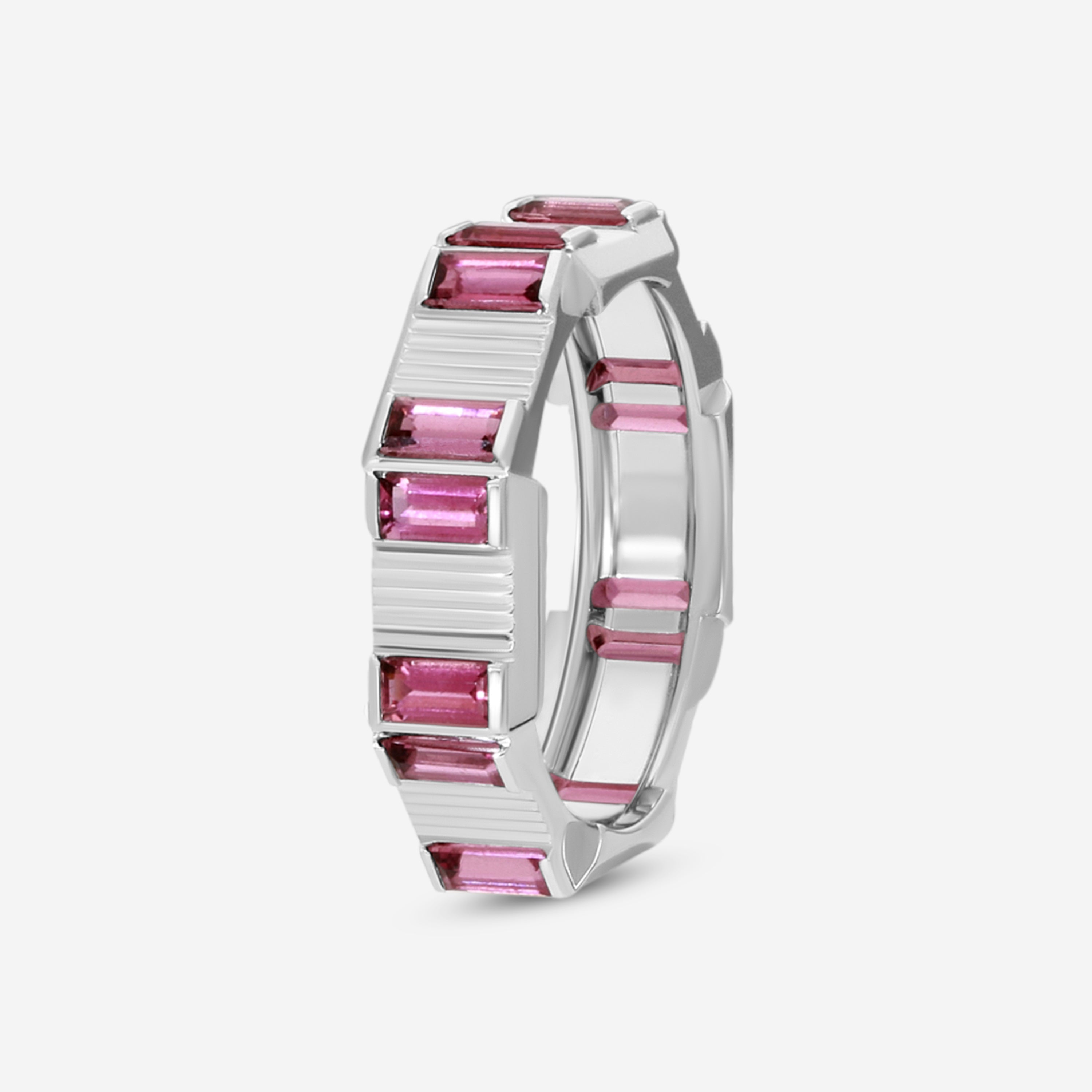 Gucci Link to Love 18K White Gold & Rubellite Band Ring YBC702414001016 — view 2