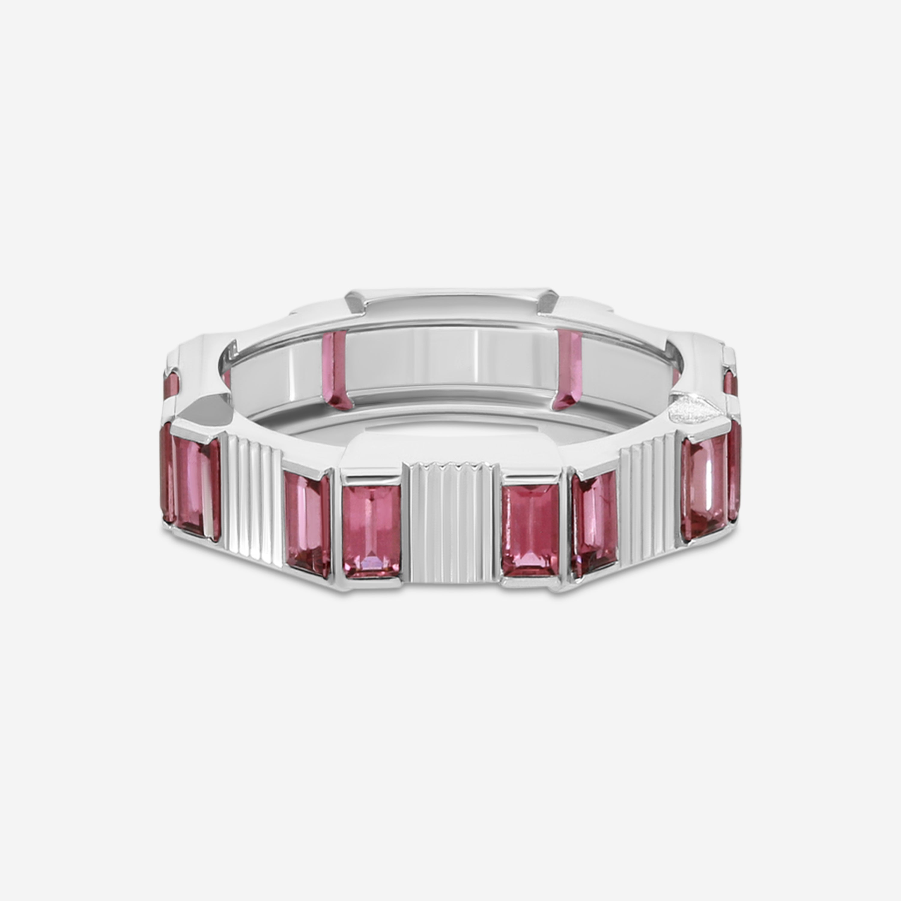 Gucci Link to Love 18K White Gold & Rubellite Band Ring YBC702414001016 — view 3