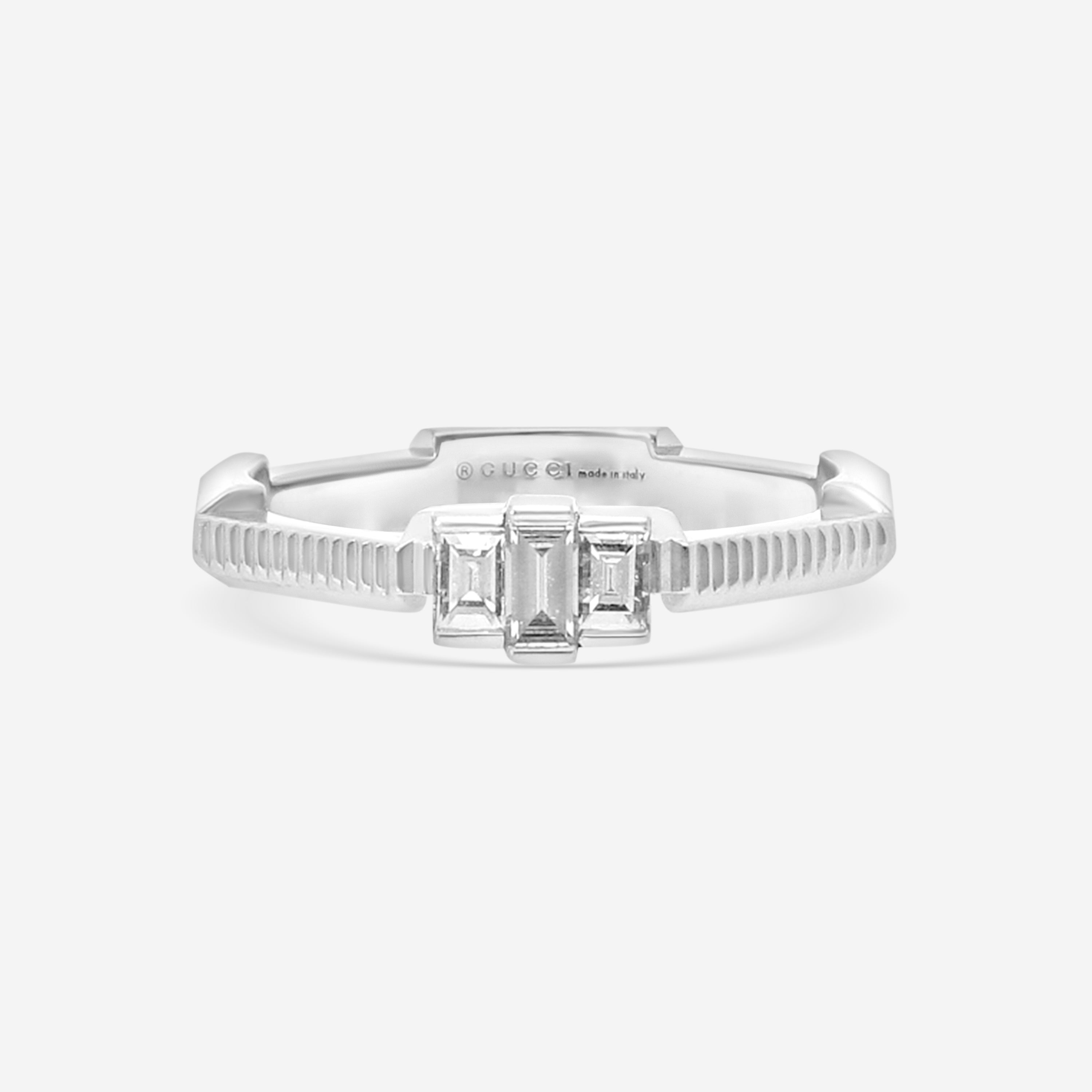 Gucci Link to Love 18K White Gold & Diamond Solitaire Ring YBC662457001013
