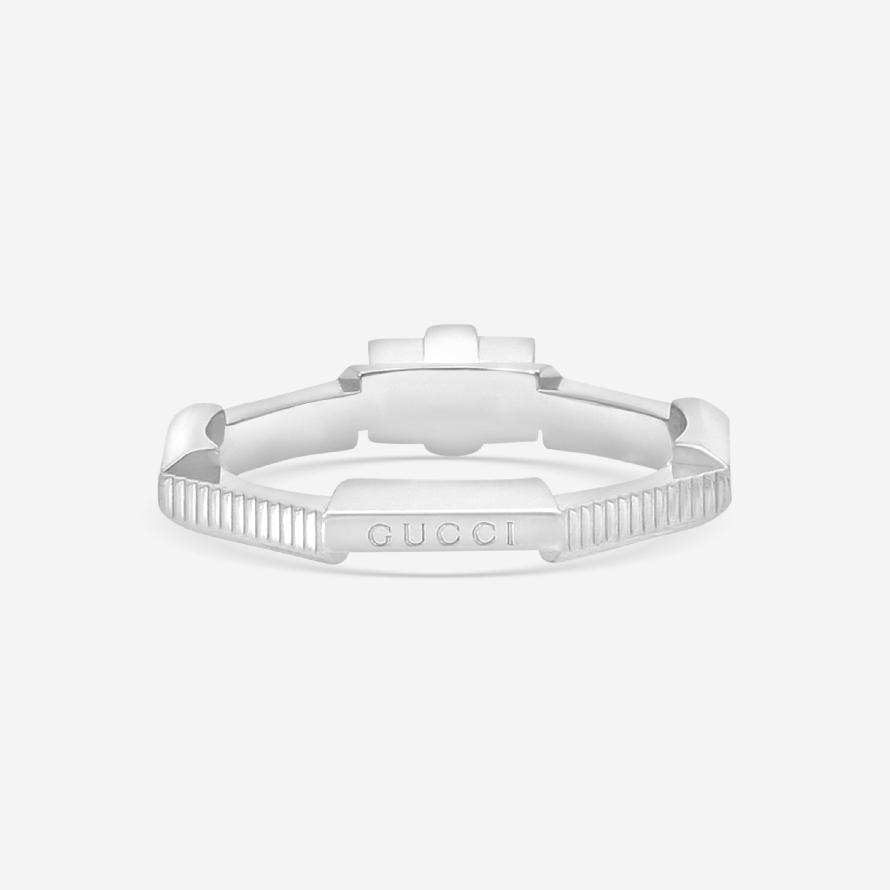 Gucci Link to Love 18K White Gold & Diamond Solitaire Ring YBC662457001013 — view 3
