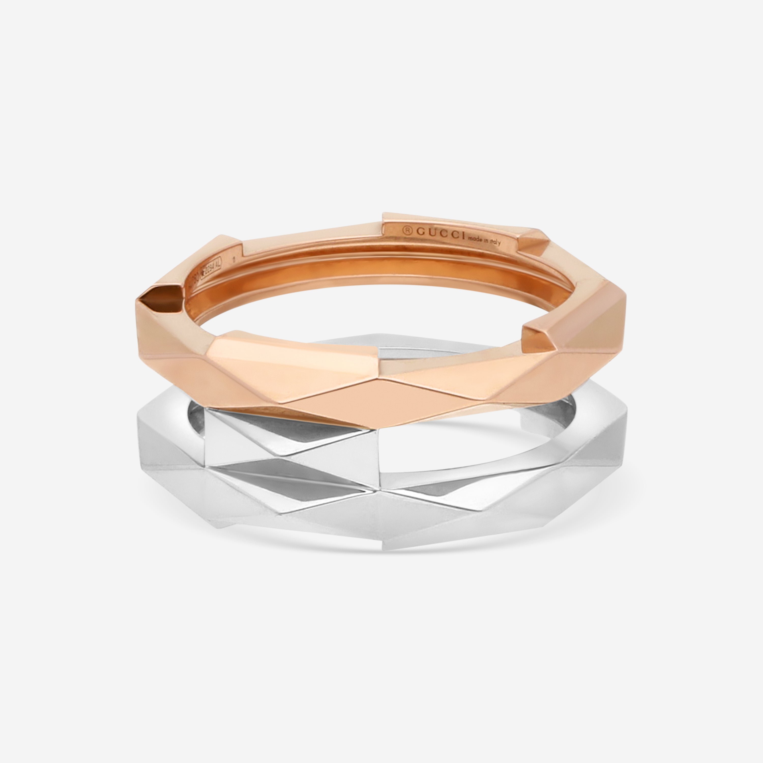 Gucci Link to Love 18K Rose & White Gold Ring YBC745696001016