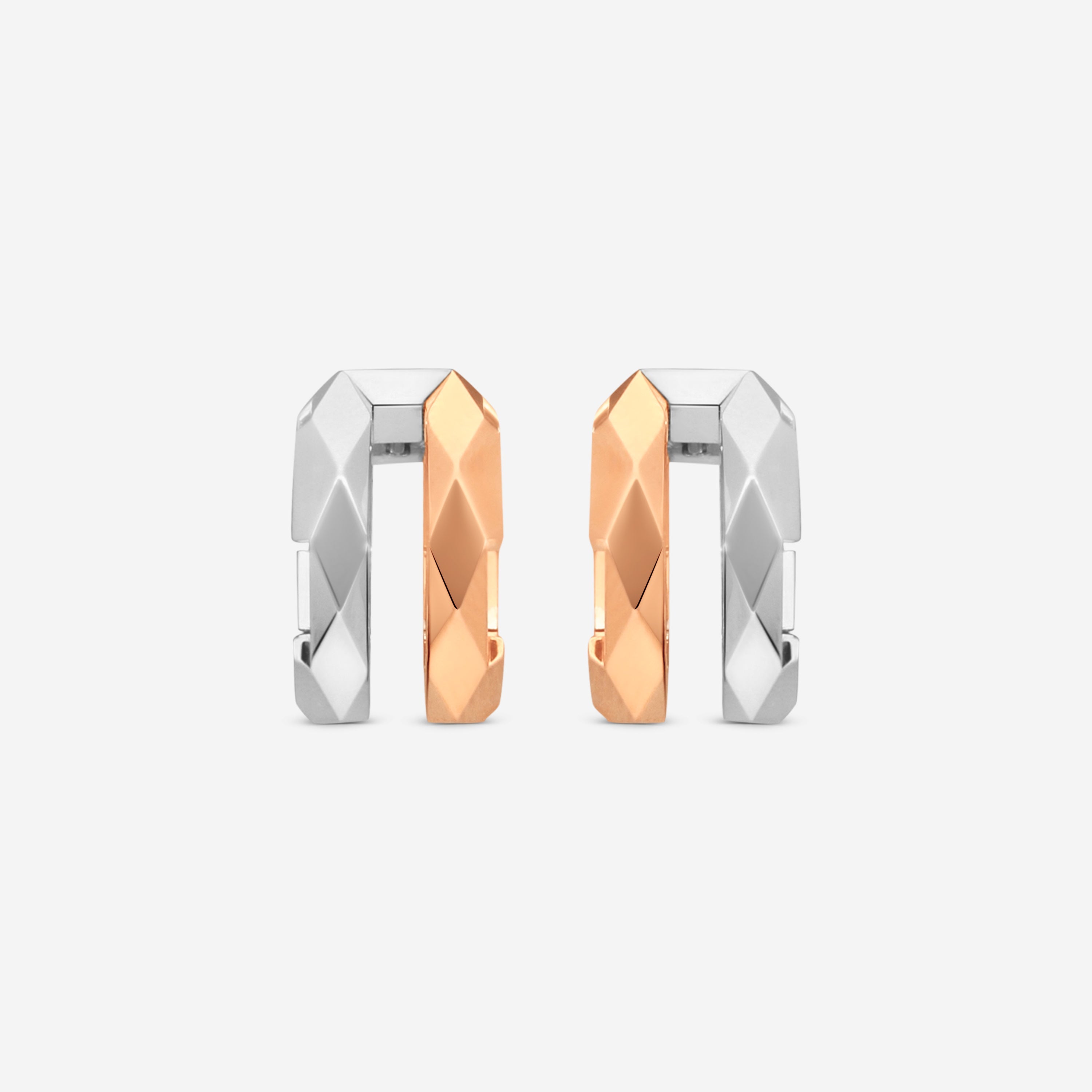 Gucci Link to Love 18K Rose and White Gold Hoop Earrings YBD74566800100U — view 2