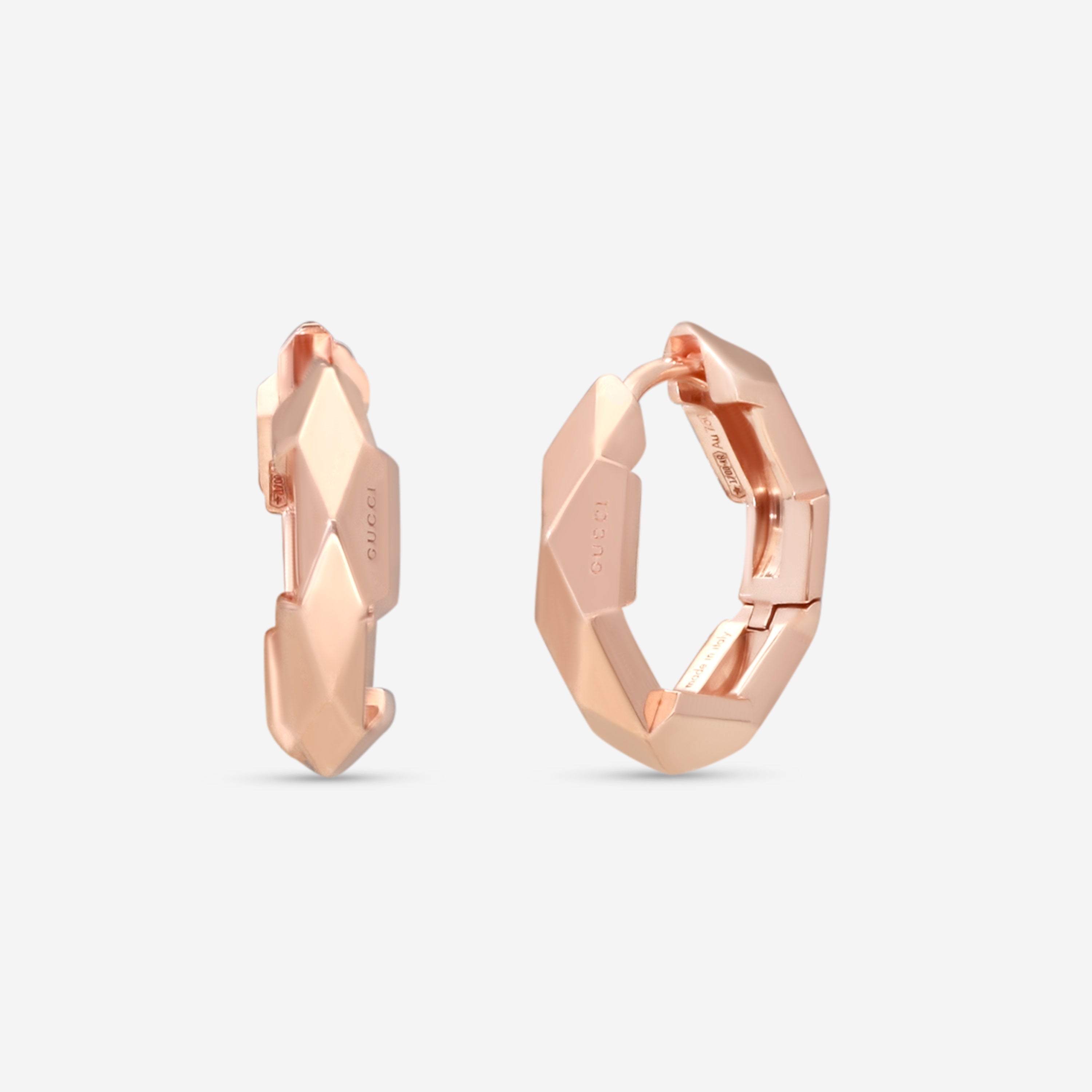 Gucci Link to Love 18K Rose Gold Hoop Earrings YBD78672700100U — view 3