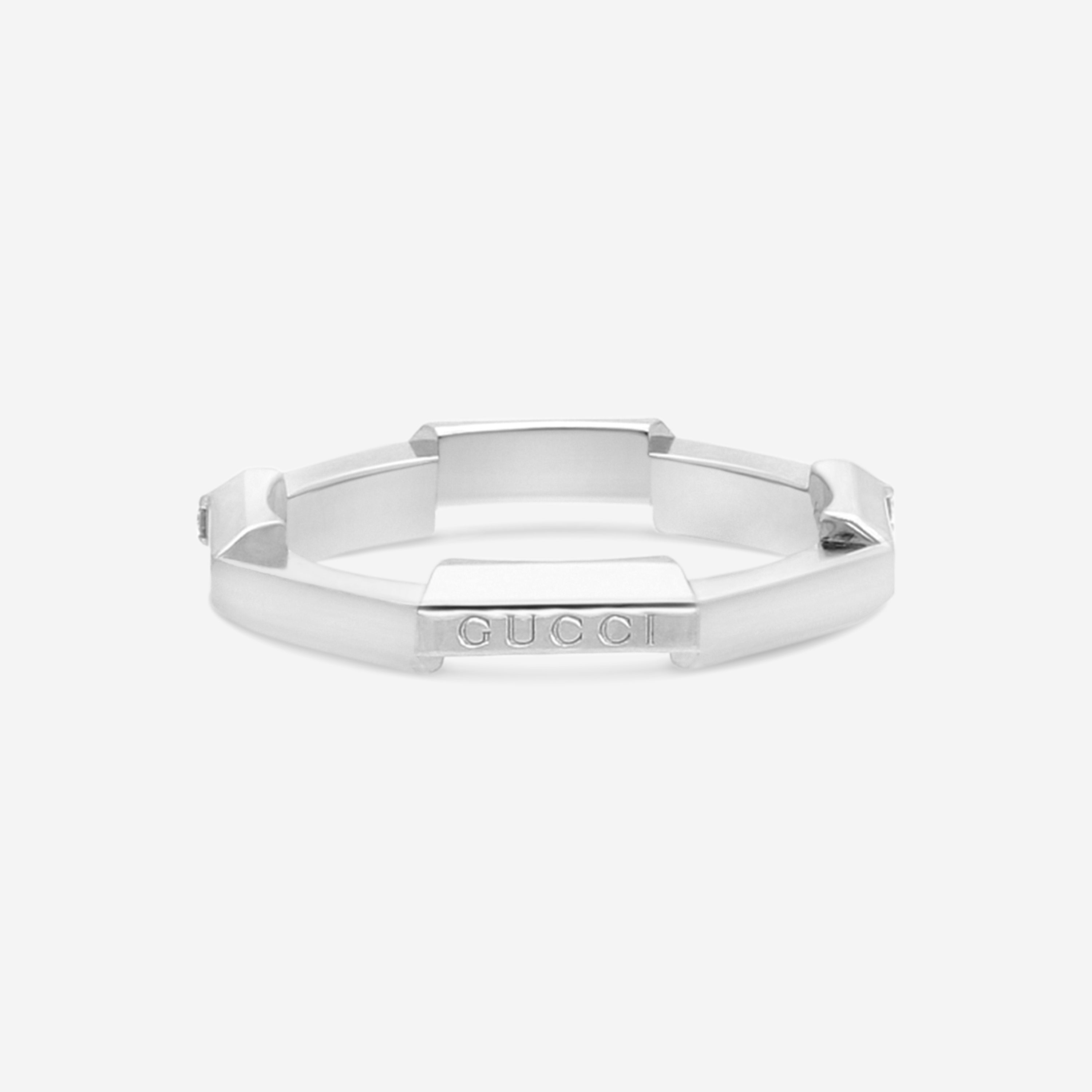Gucci Link to Love 18K White Gold Diamond Band Ring YBC662140001006 — view 3