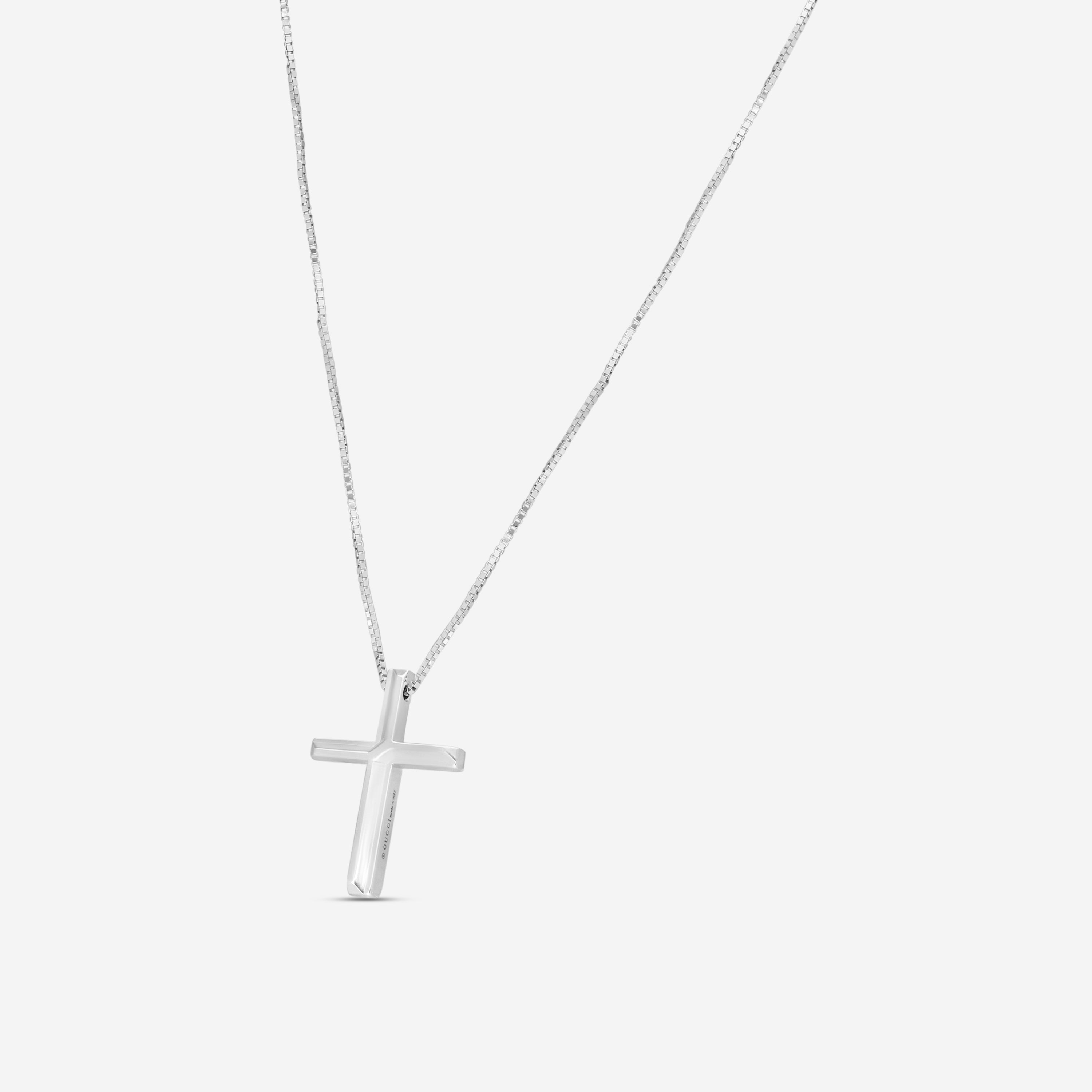 Gucci Link to Love 18K White Gold Cross Pendant Necklace YBB75893700200U — view 2