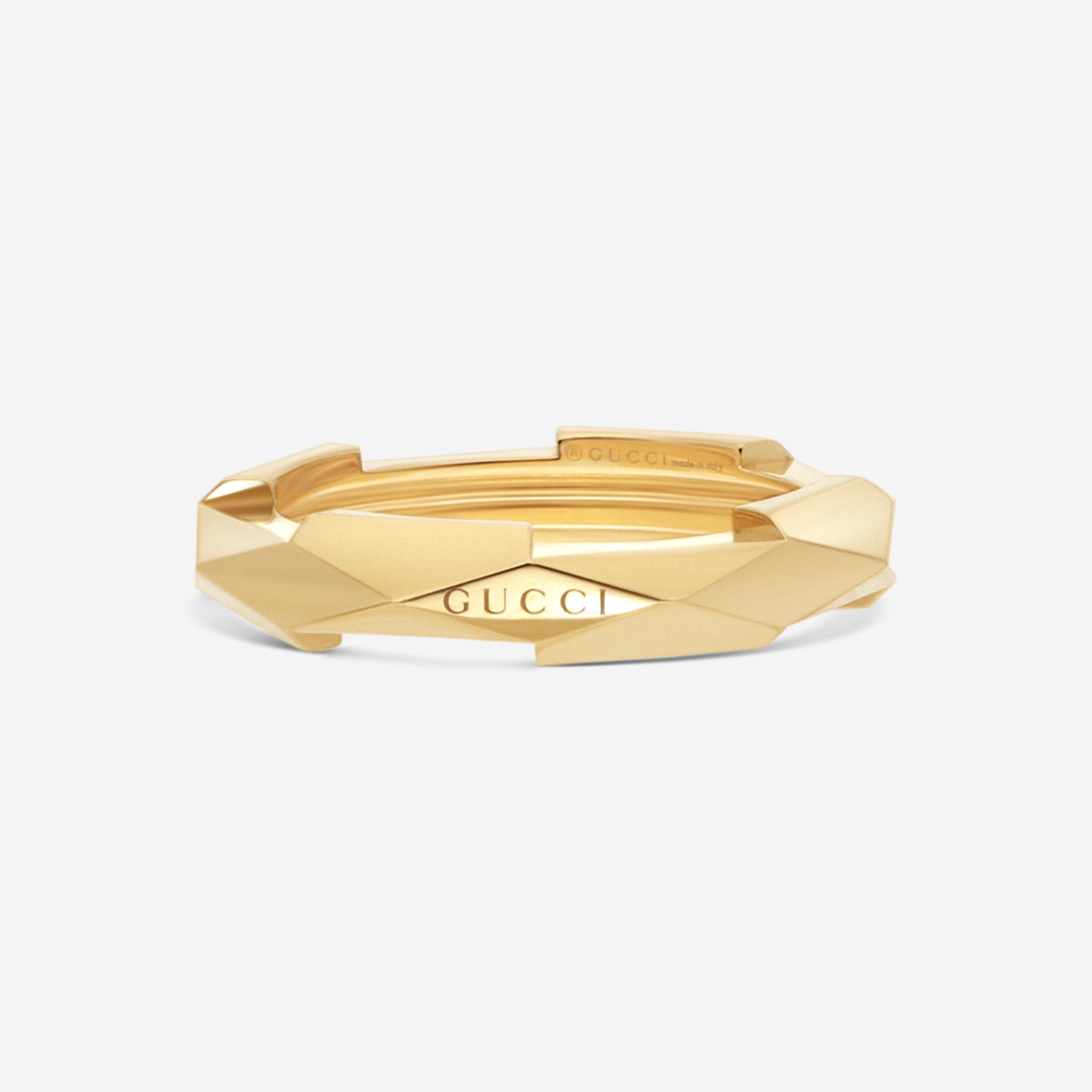 Gucci Link to Love 18K Yellow Gold Studded Band Ring YBC662177001008