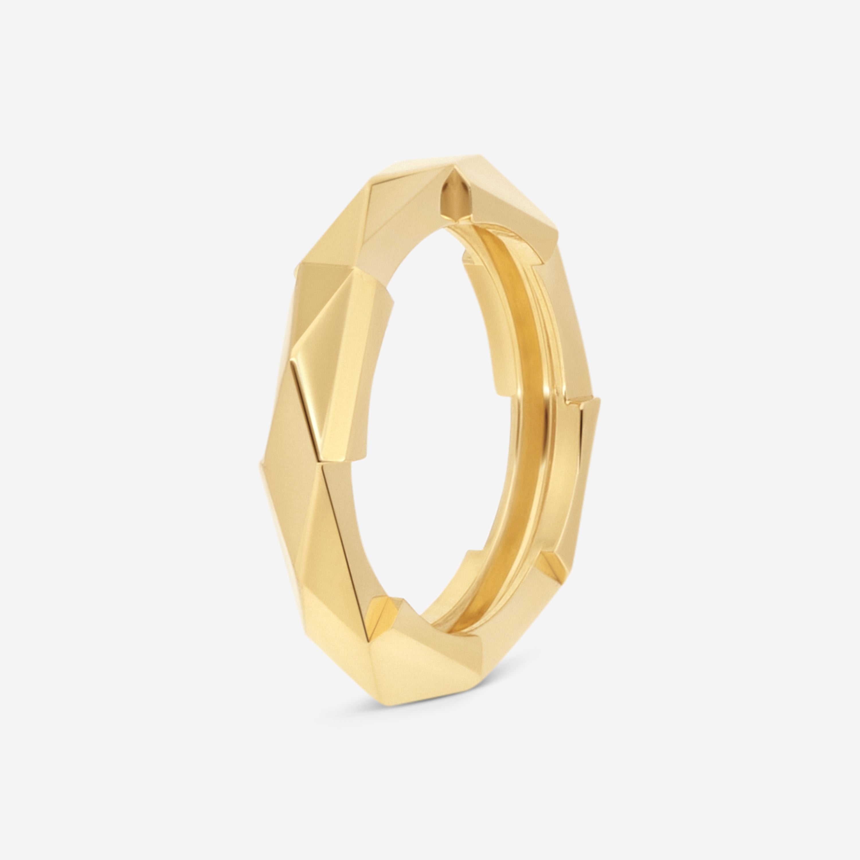 Gucci Link to Love 18K Yellow Gold Studded Band Ring YBC662177001008 — view 2