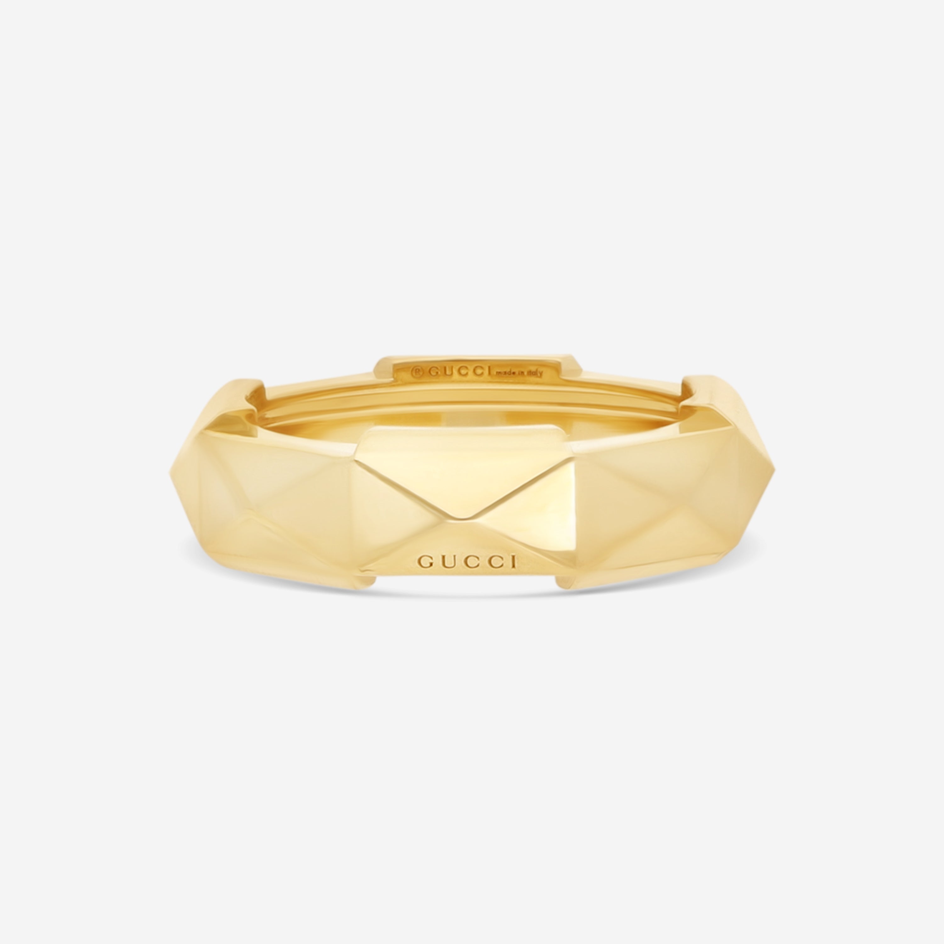 Gucci Link to Love 18K Yellow Gold Studded Band Ring YBC662184001012