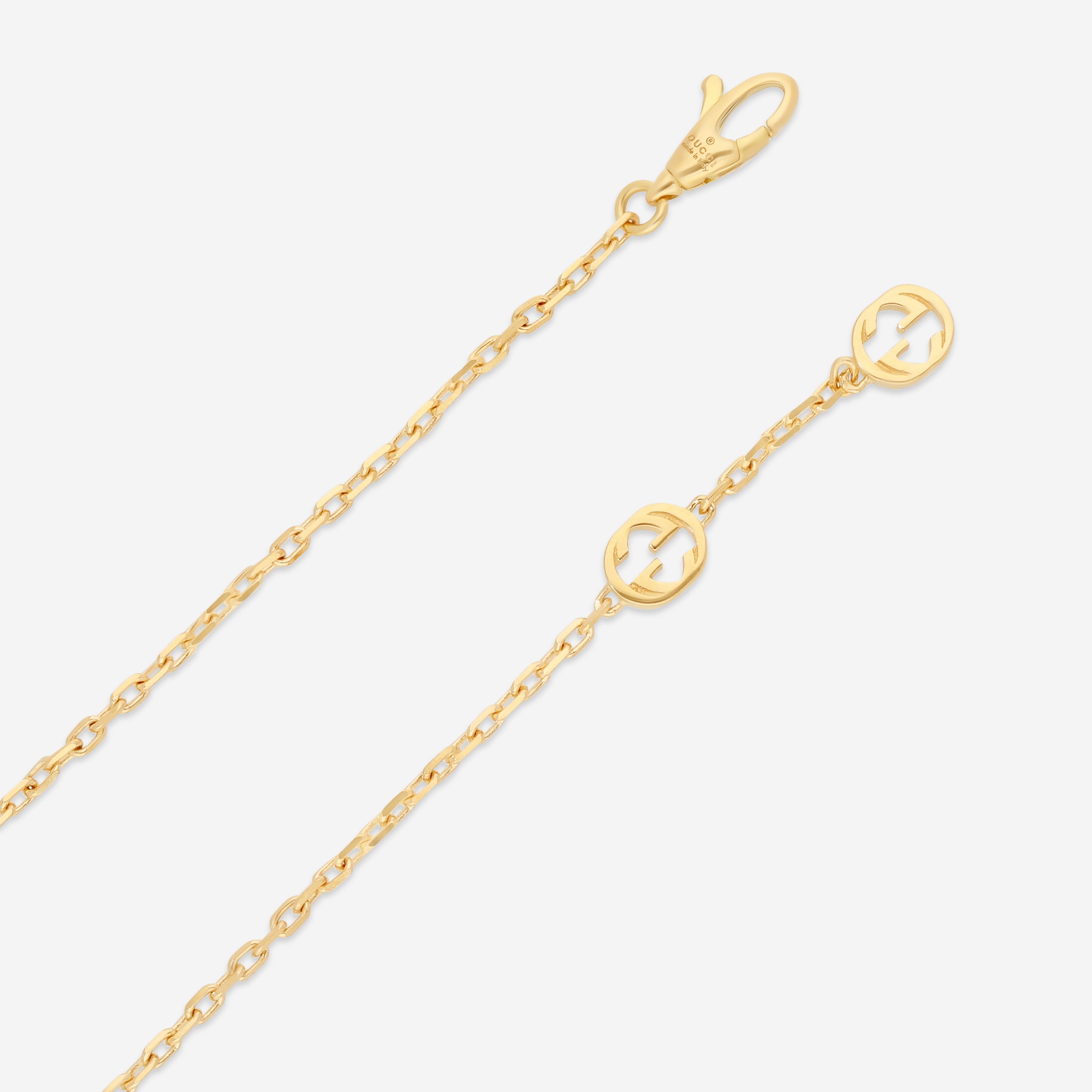 Gucci 18K Yellow Gold Onyx & Diamond Interlocking Chain Bracelet YBA786556001016 — view 4