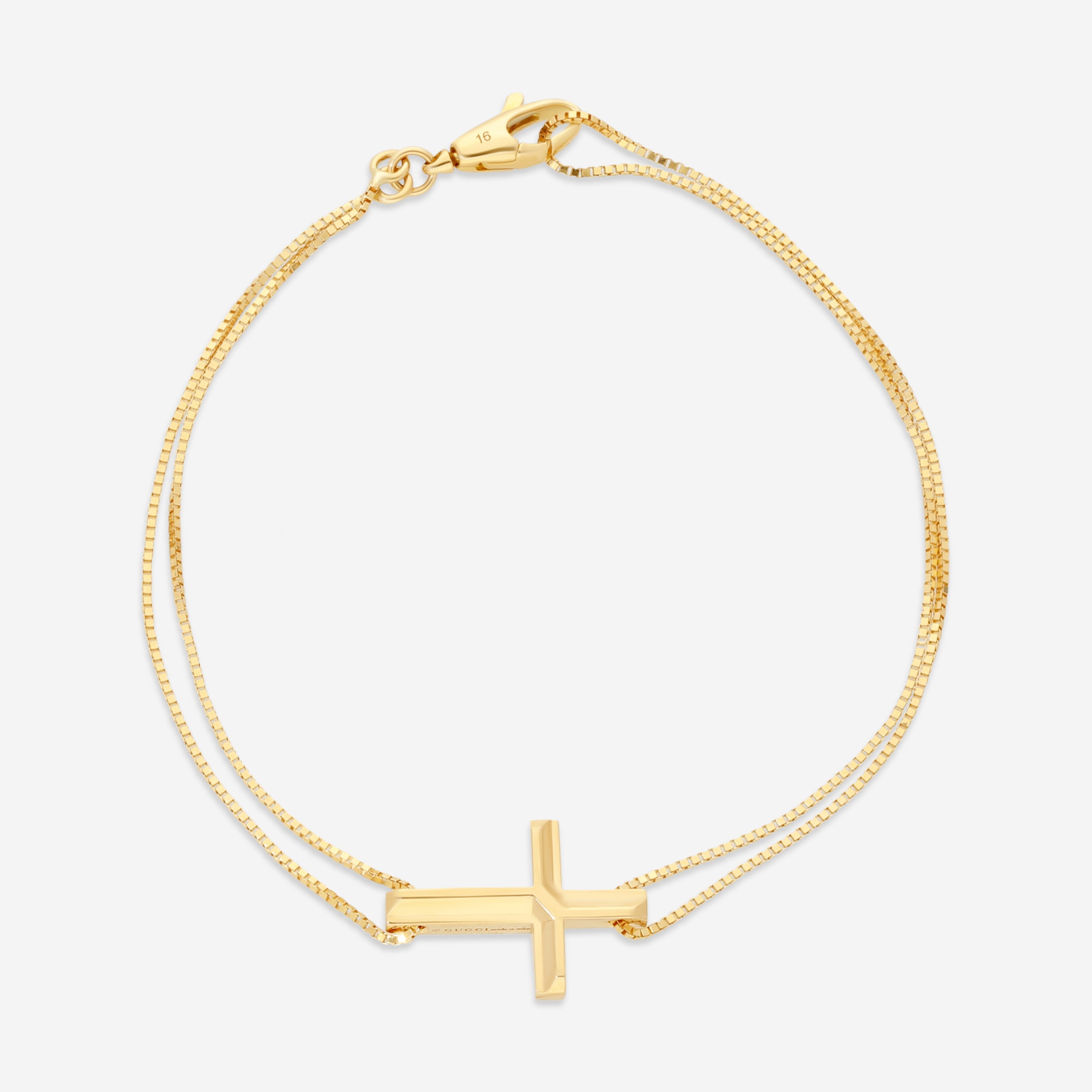 Gucci Link to Love 18K Yellow Gold Cross Chain Bracelet YBA759354001016
