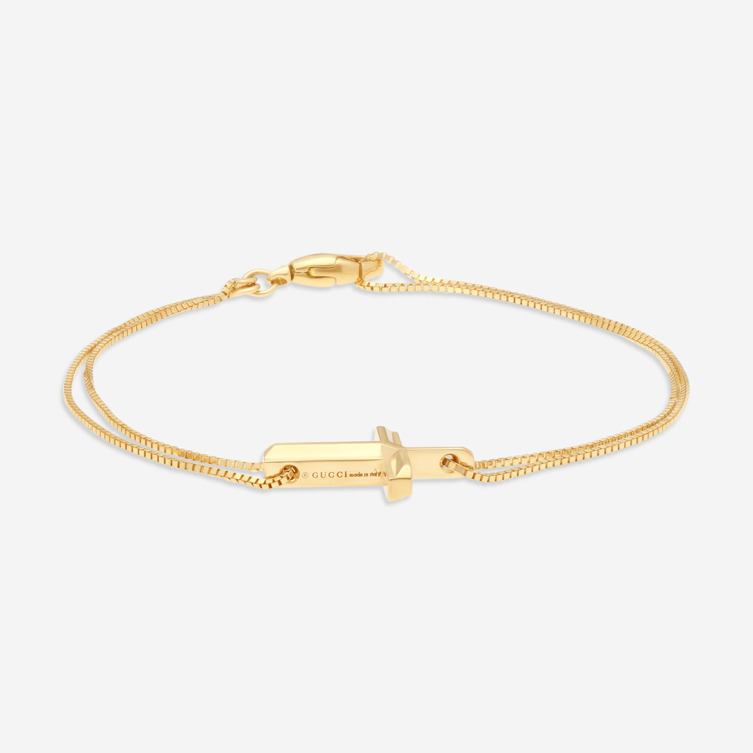 Gucci Link to Love 18K Yellow Gold Cross Chain Bracelet YBA759354001016 — view 2