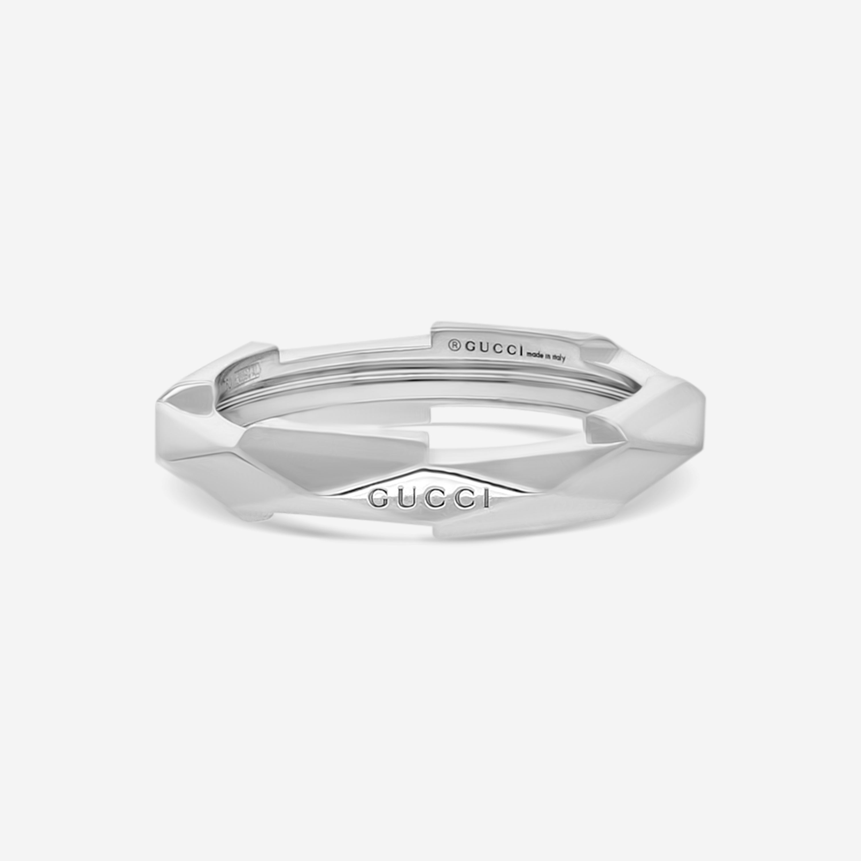 Gucci Link to Love 18K White Gold Studded Ring YBC662177002012