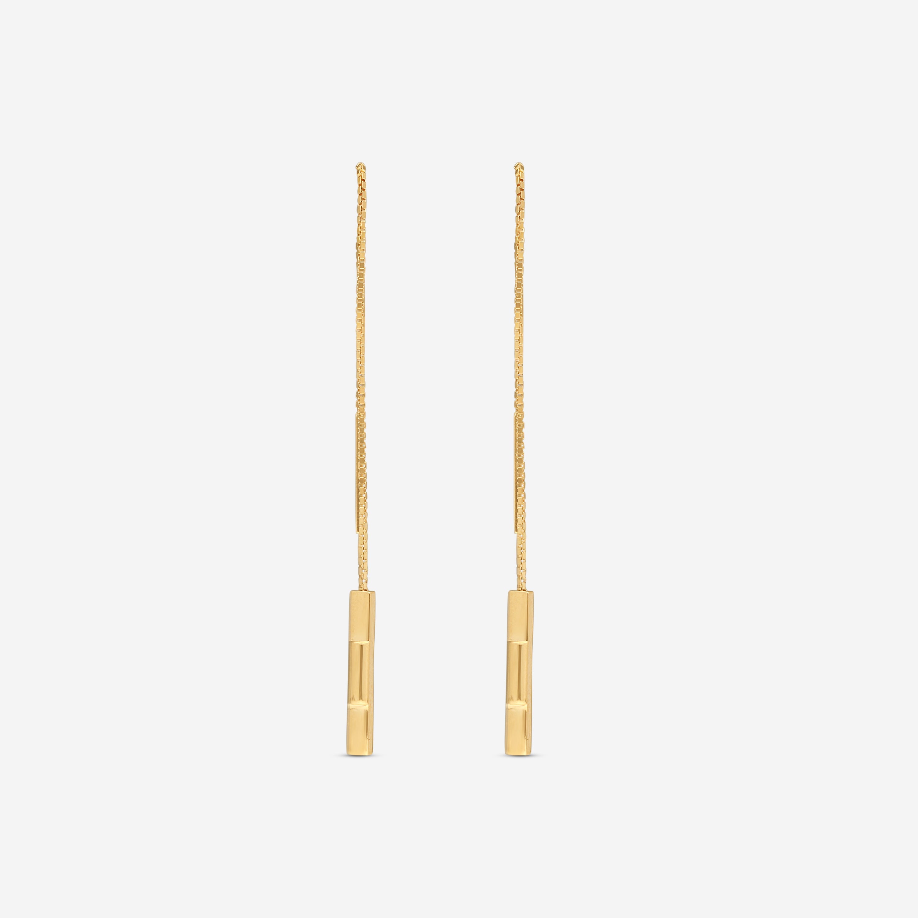 Gucci Link to Love 18K Yellow Gold Chain Bar Drop Earrings YBD66211500100U