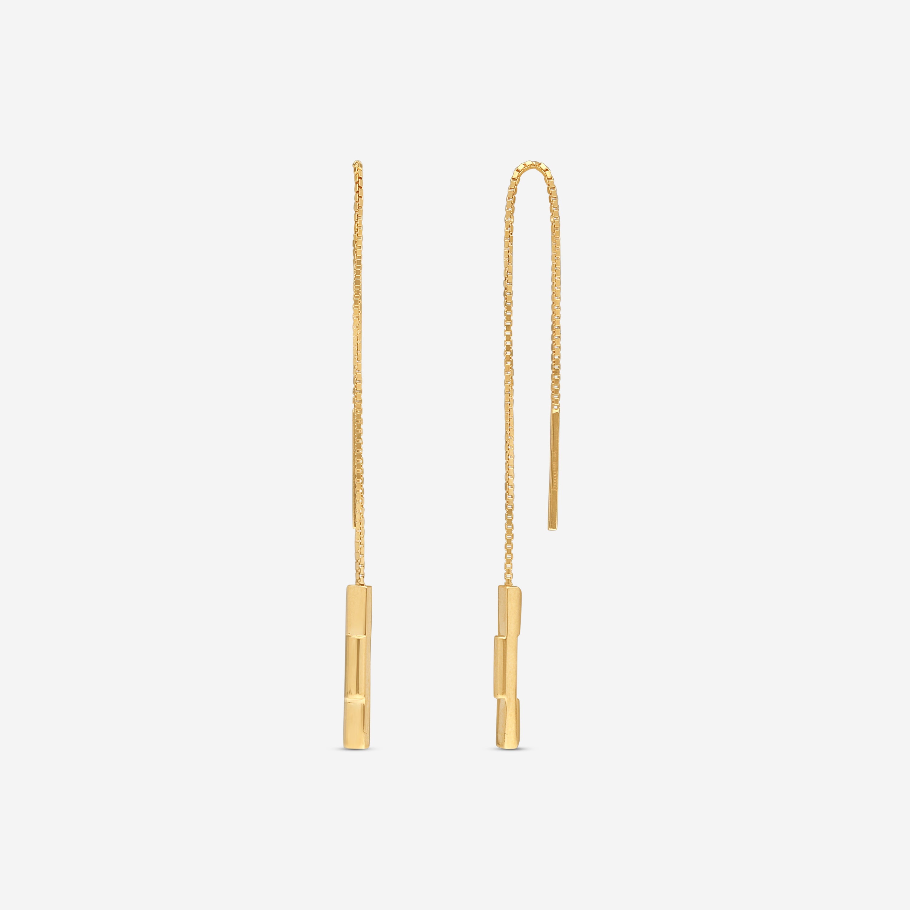 Gucci Link to Love 18K Yellow Gold Chain Bar Drop Earrings YBD66211500100U — view 2