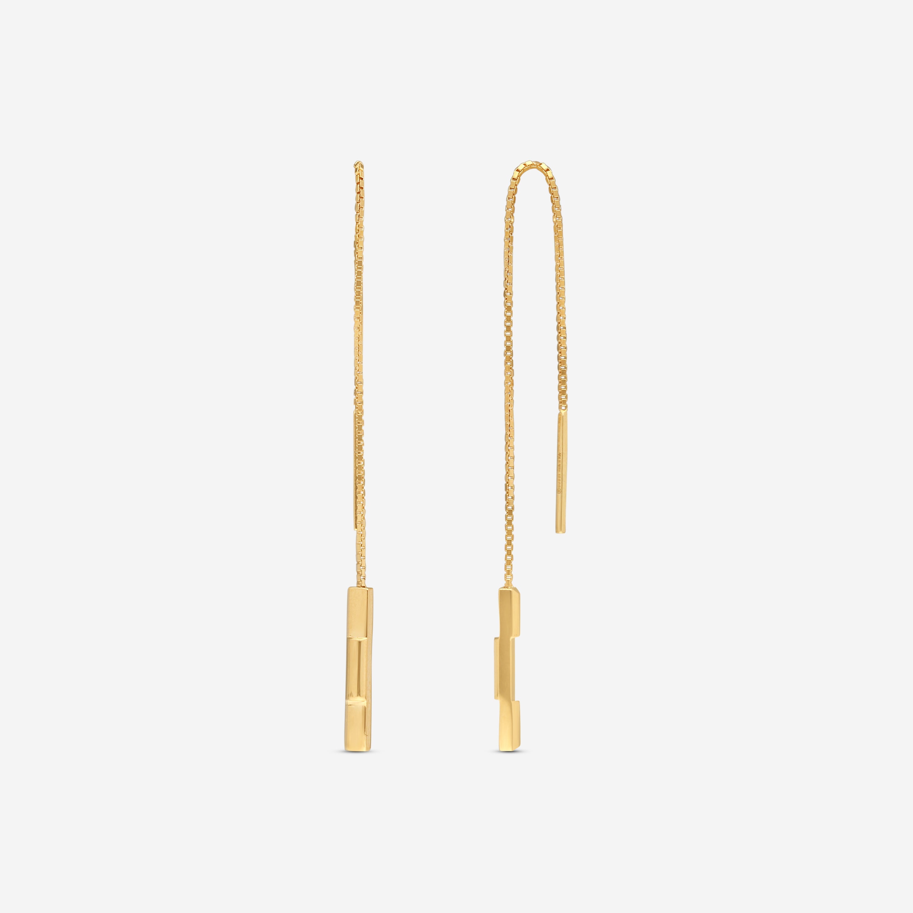 Gucci Link to Love 18K Yellow Gold Chain Bar Drop Earrings YBD66211500100U — view 3