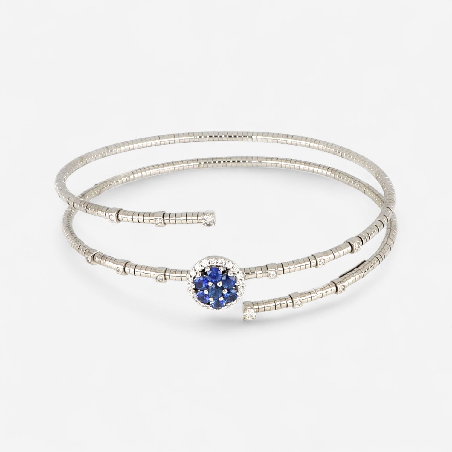 Tavanti 18K White Gold & Titanium Diamond & Sapphire Spring Bracelet JF-85-0622F-151