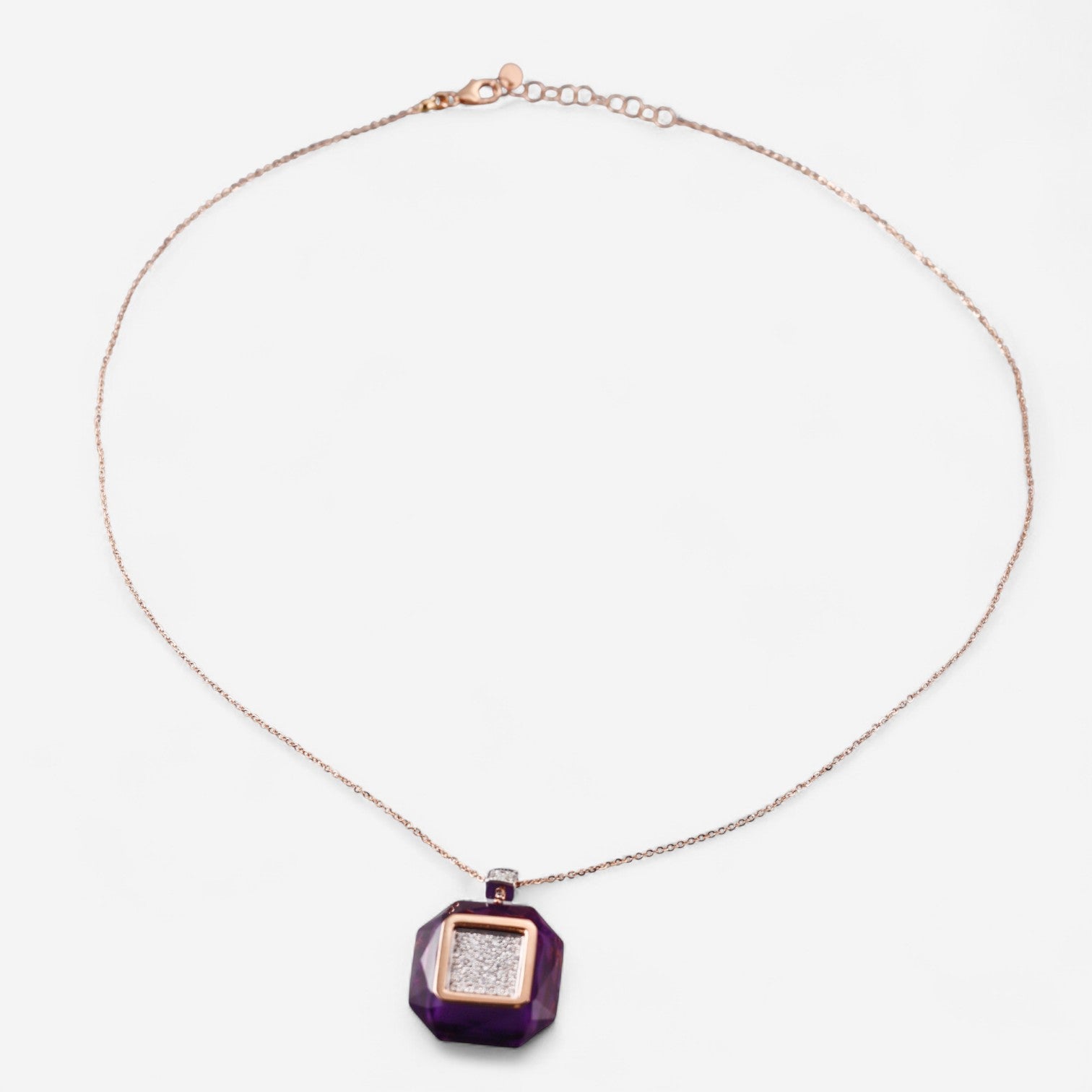 Tavanti 18K Rose & White Gold Diamond & Amethyst Pendant Necklace JF-82-0977F-168 — view 2