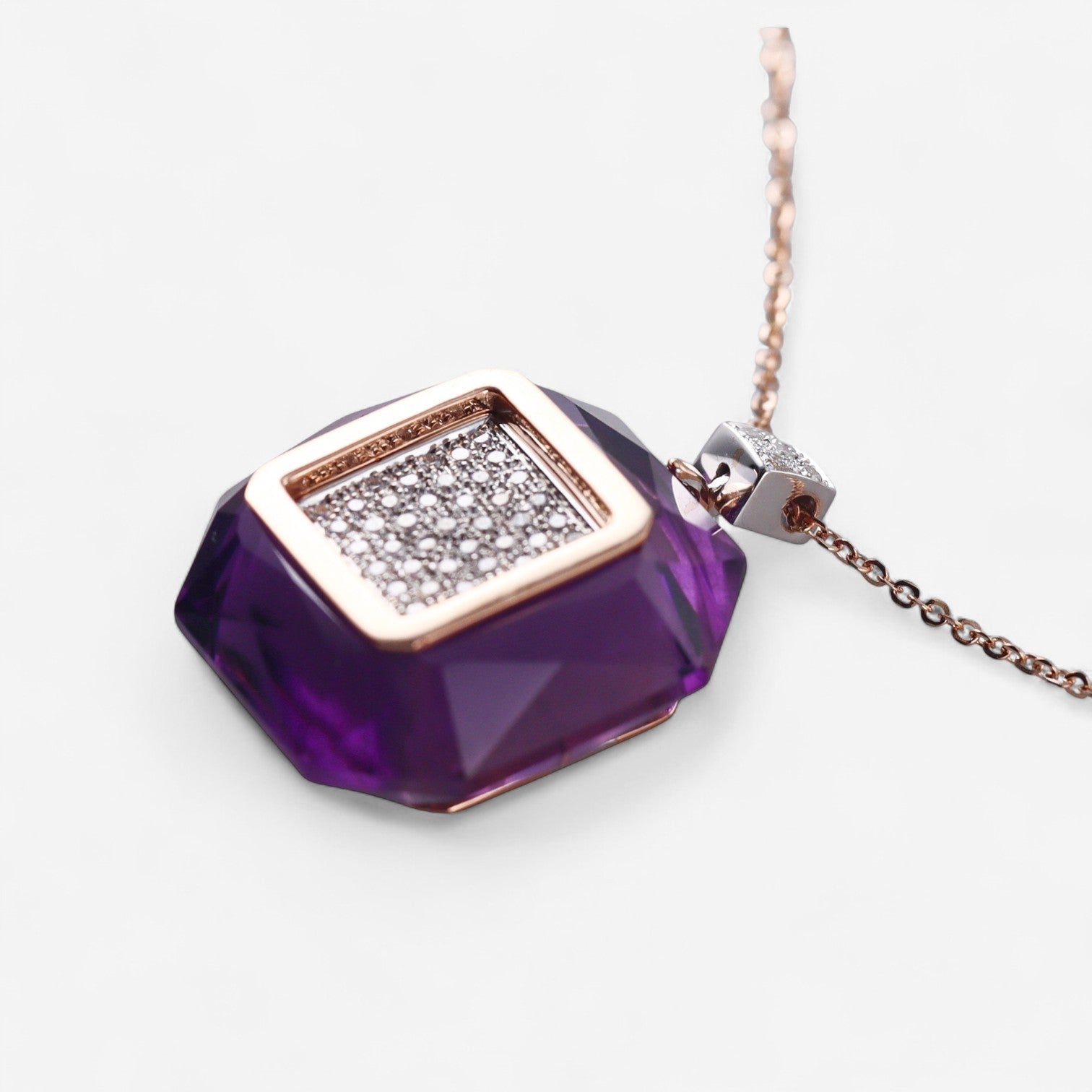 Tavanti 18K Rose & White Gold Diamond & Amethyst Pendant Necklace JF-82-0977F-168 — view 3