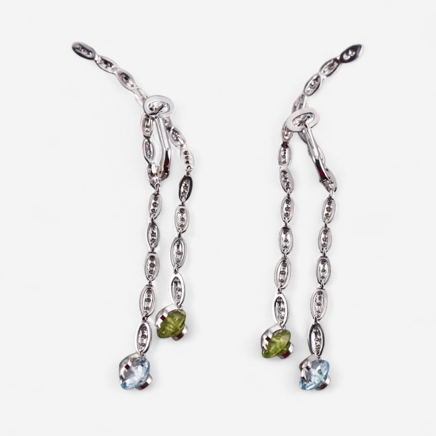 Tavanti 18K White Gold Diamond, Blue Topaz & Peridot Earrings JF-75-1025F-101 — view 2