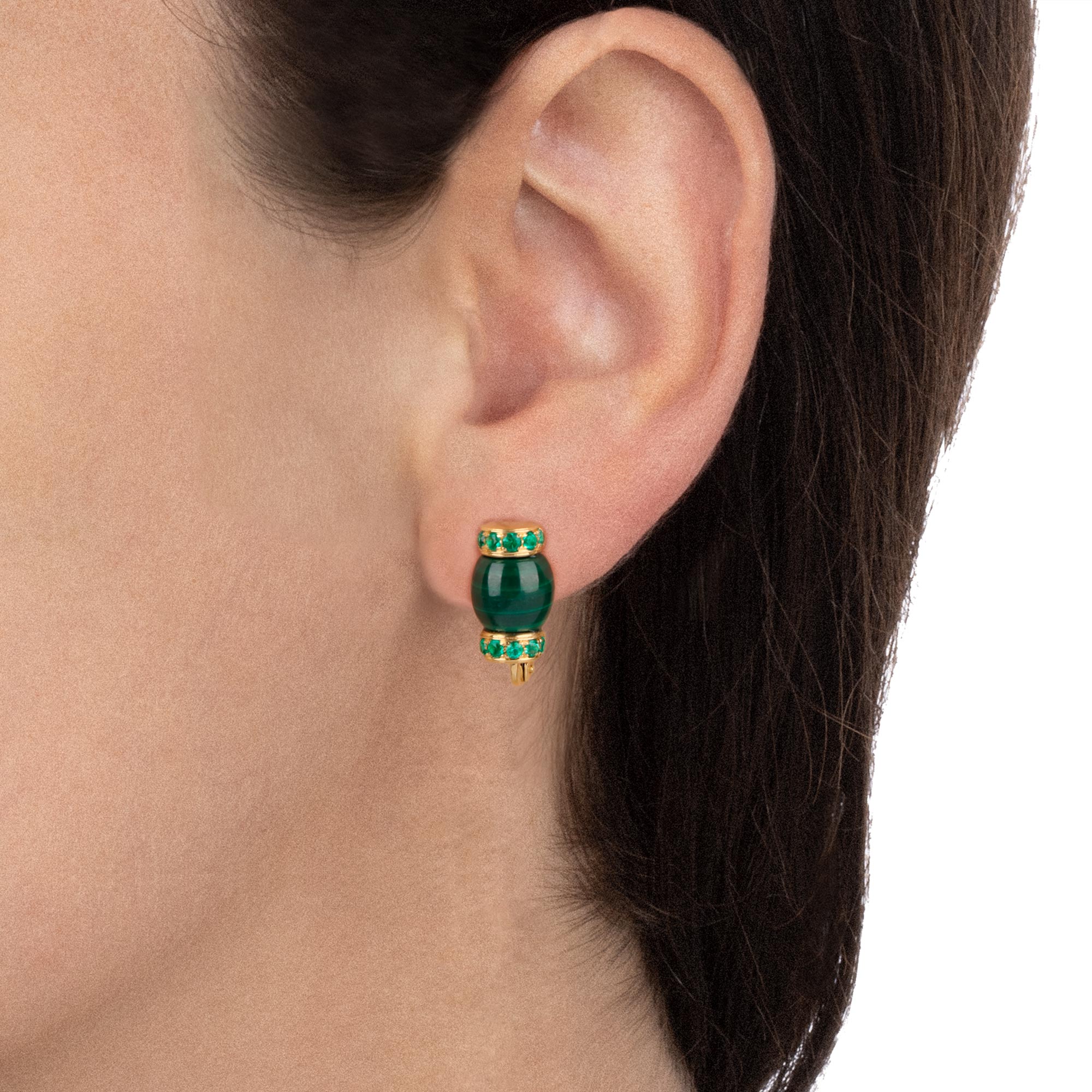 Tavanti 18K Yellow Gold Emerald & Malachite Earrings JF-75-1196-MA-EM-Y-57 — view 2
