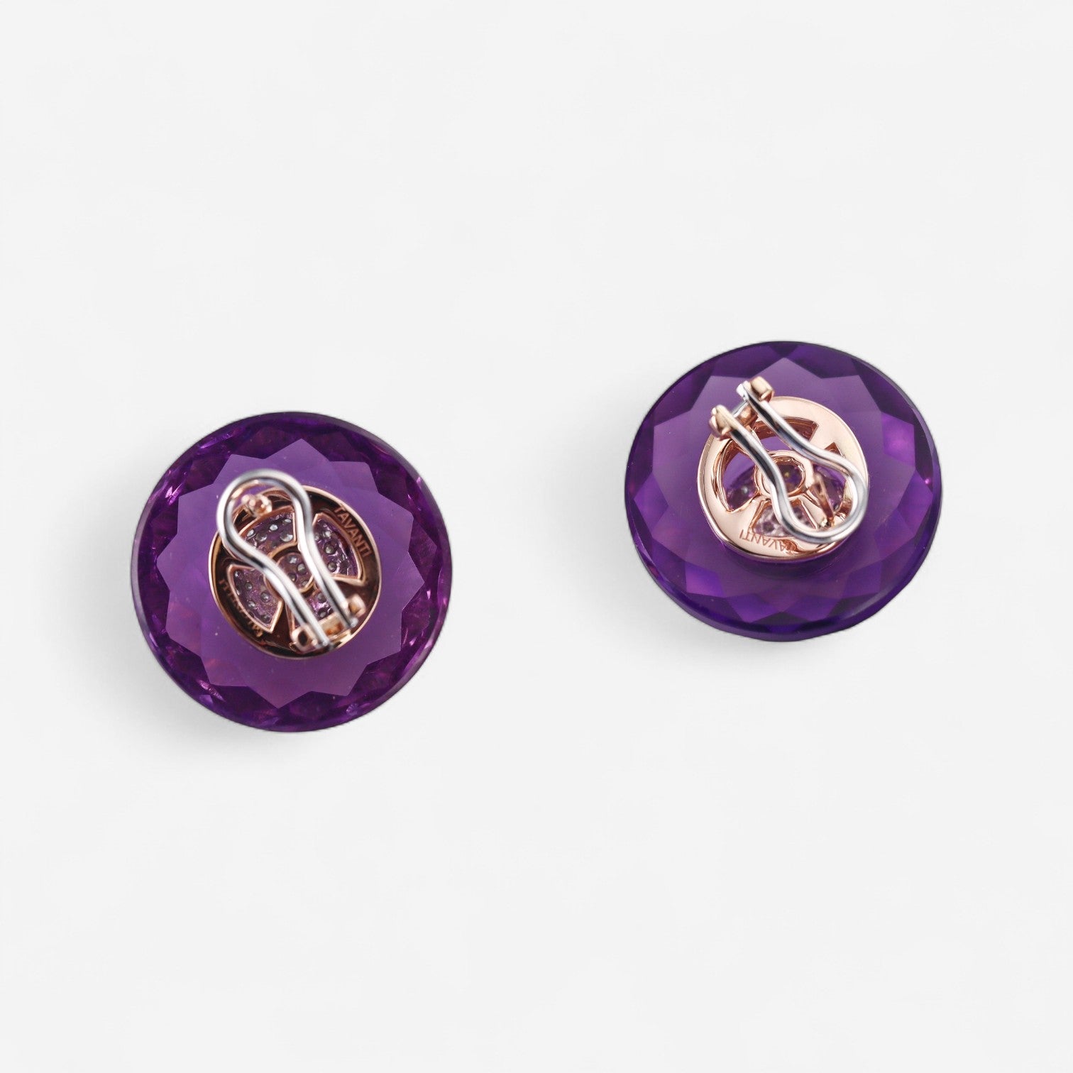 Tavanti 18K Rose & White Gold Diamond & Amethyst Earrings JF-75-0638F-174 — view 3
