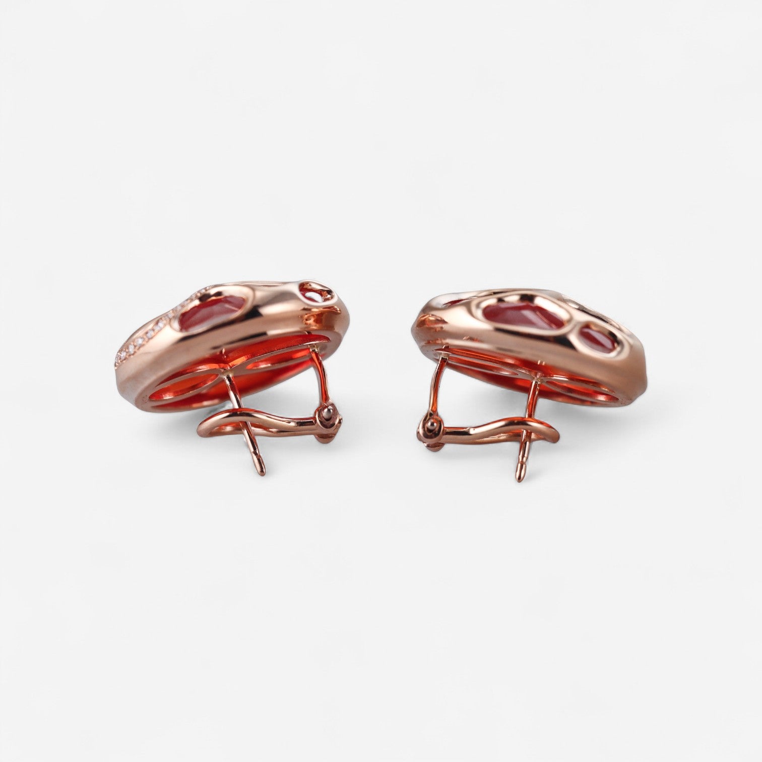 Tavanti 18K Rose Gold Diamond & Red Crystal Earrings JF-75-1158F-29 — view 2