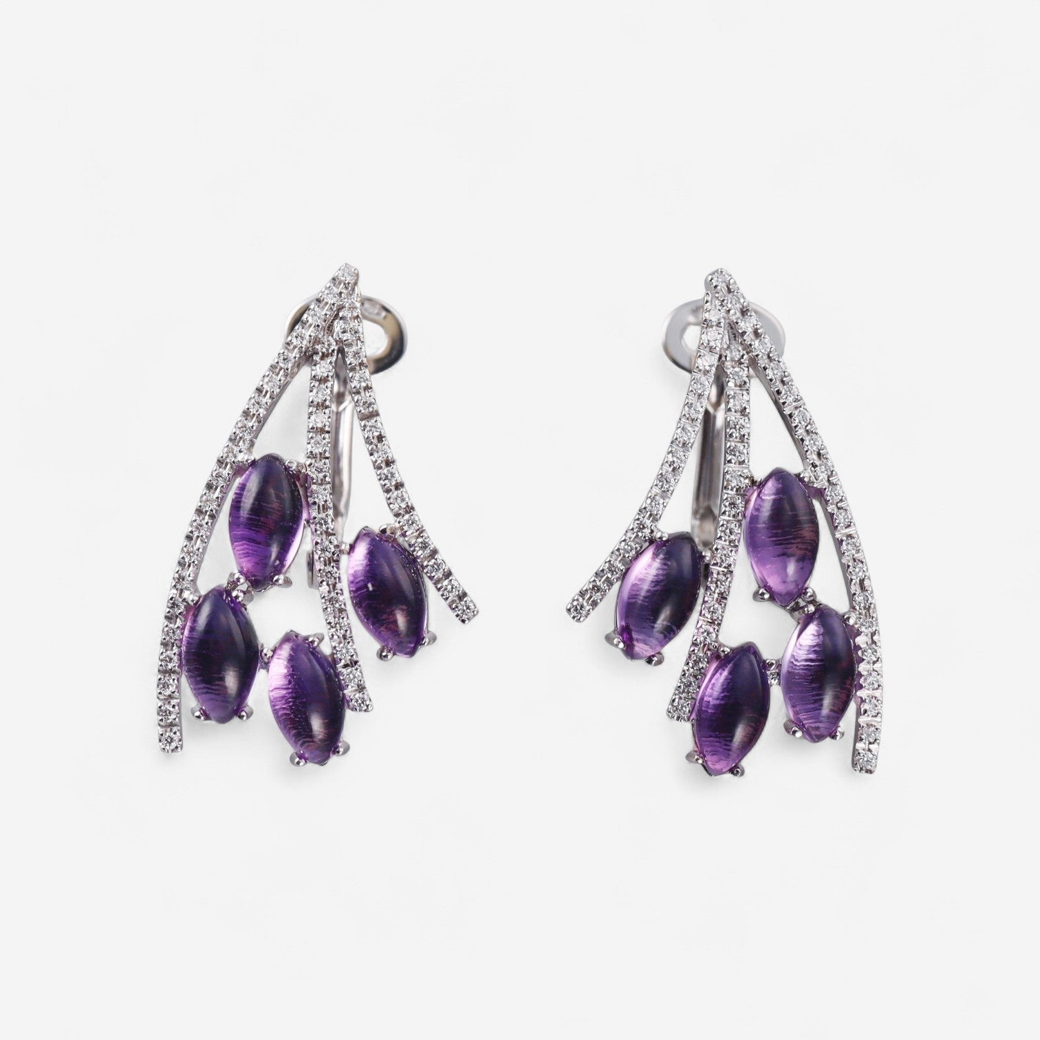 Tavanti 18K White Gold Diamond & Amethyst Drop Earrings JF-75-1108F-131