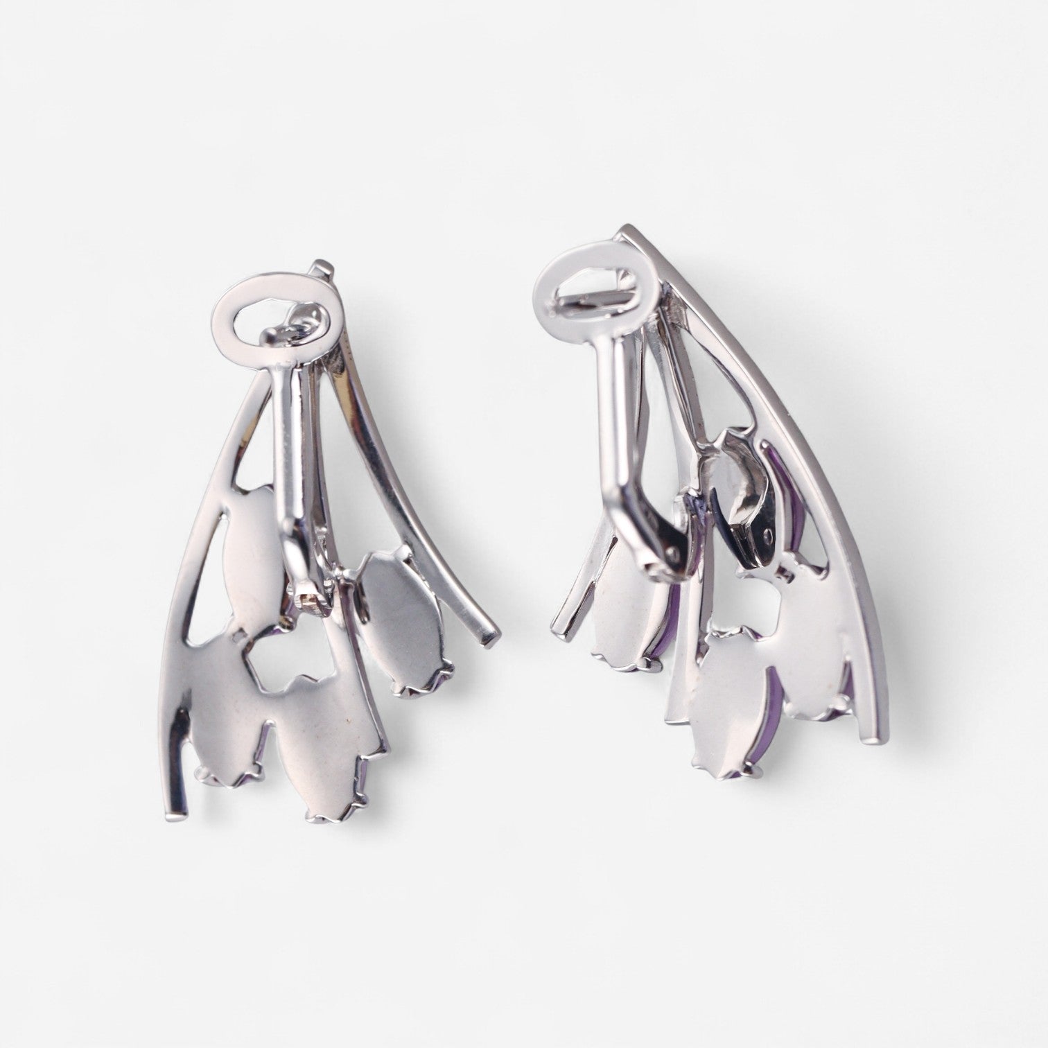 Tavanti 18K White Gold Diamond & Amethyst Drop Earrings JF-75-1108F-131 — view 2