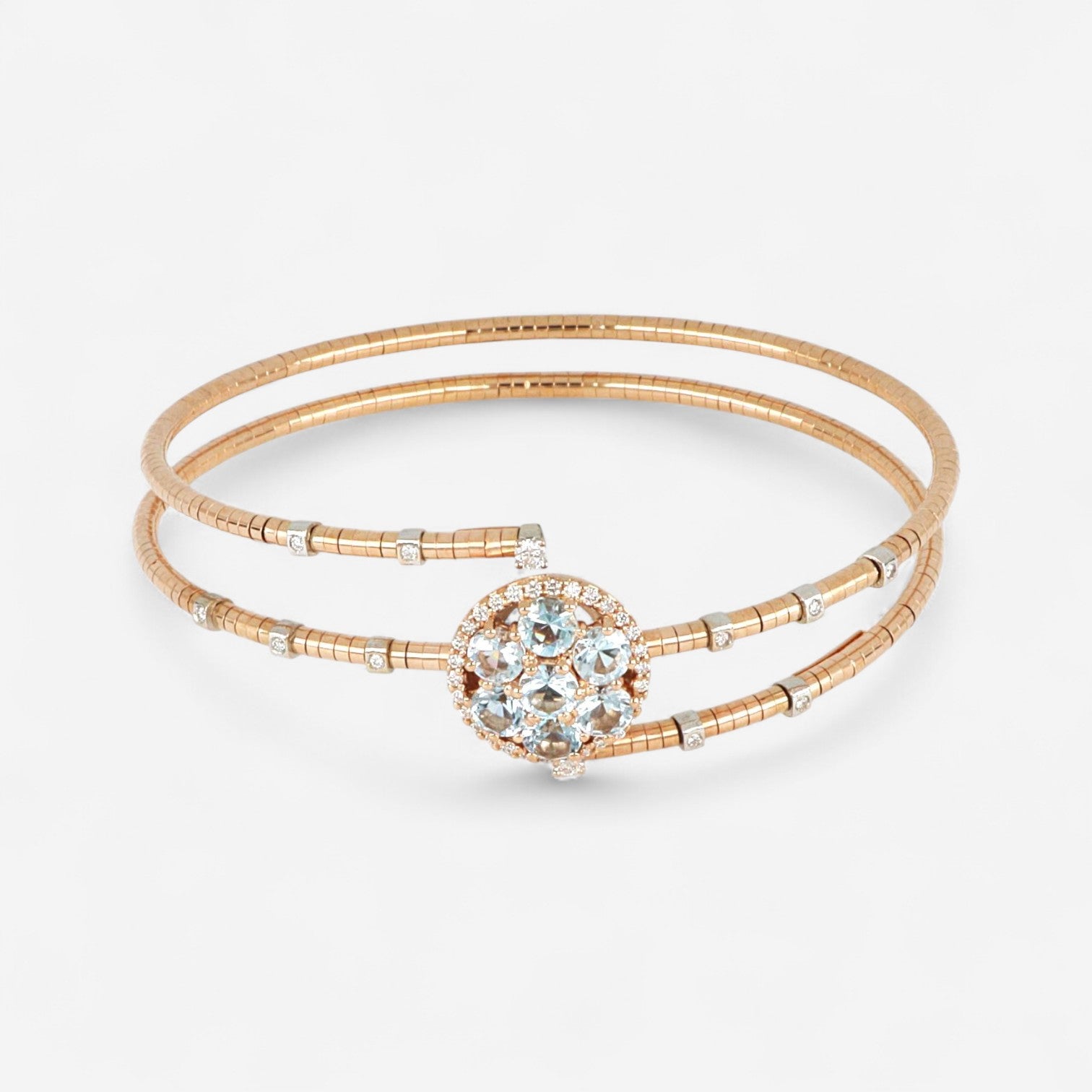 Tavanti 18K Rose Gold & Titanium Diamond & Blue Topaz Spring Bracelet JF-85-0621F-157