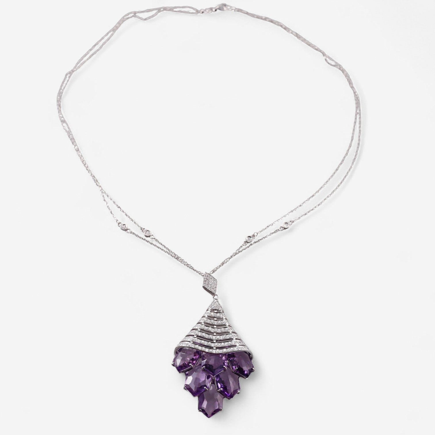 Tavanti 18K White Gold Diamond & Amethyst Pendant Necklace JF-82-1145F-72 — view 2