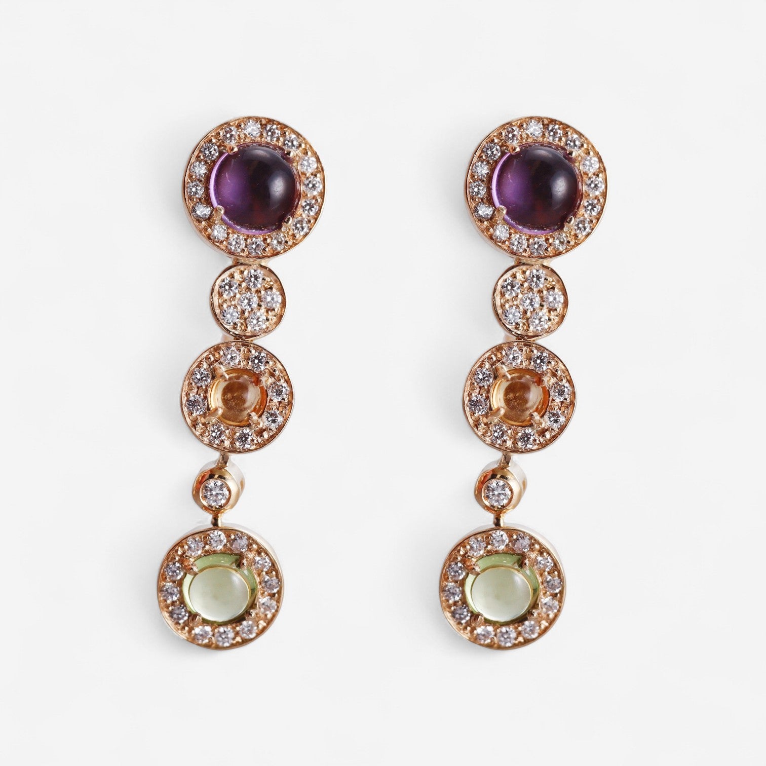 Tavanti 18K Yellow Gold Diamond, Amethyst, Citrine & Peridot Drop Earrings JF-75-0868F-120