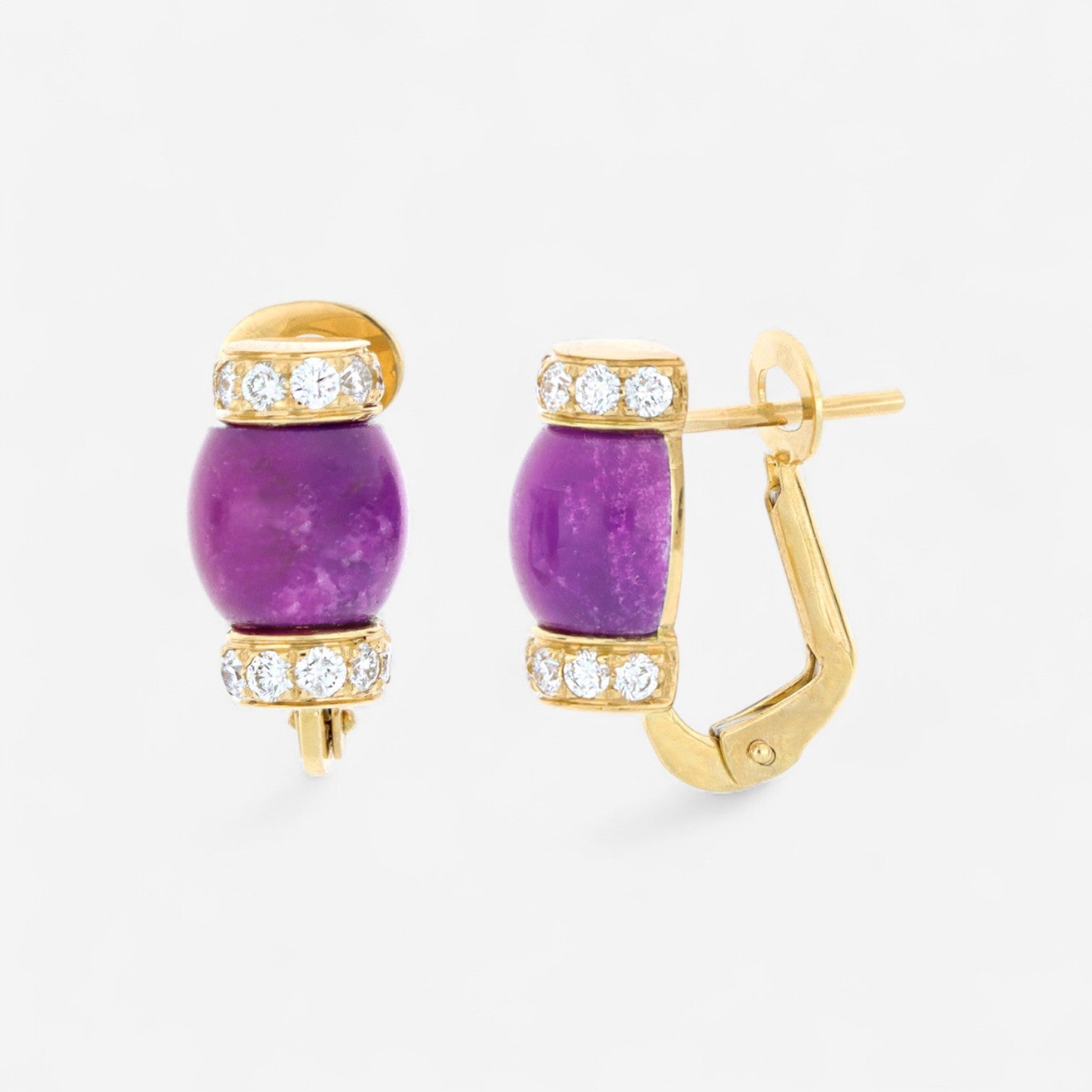 Tavanti 18K Yellow Gold Diamond & Pink Jade English Lock Earrings JF-75-1195-PJ-Y