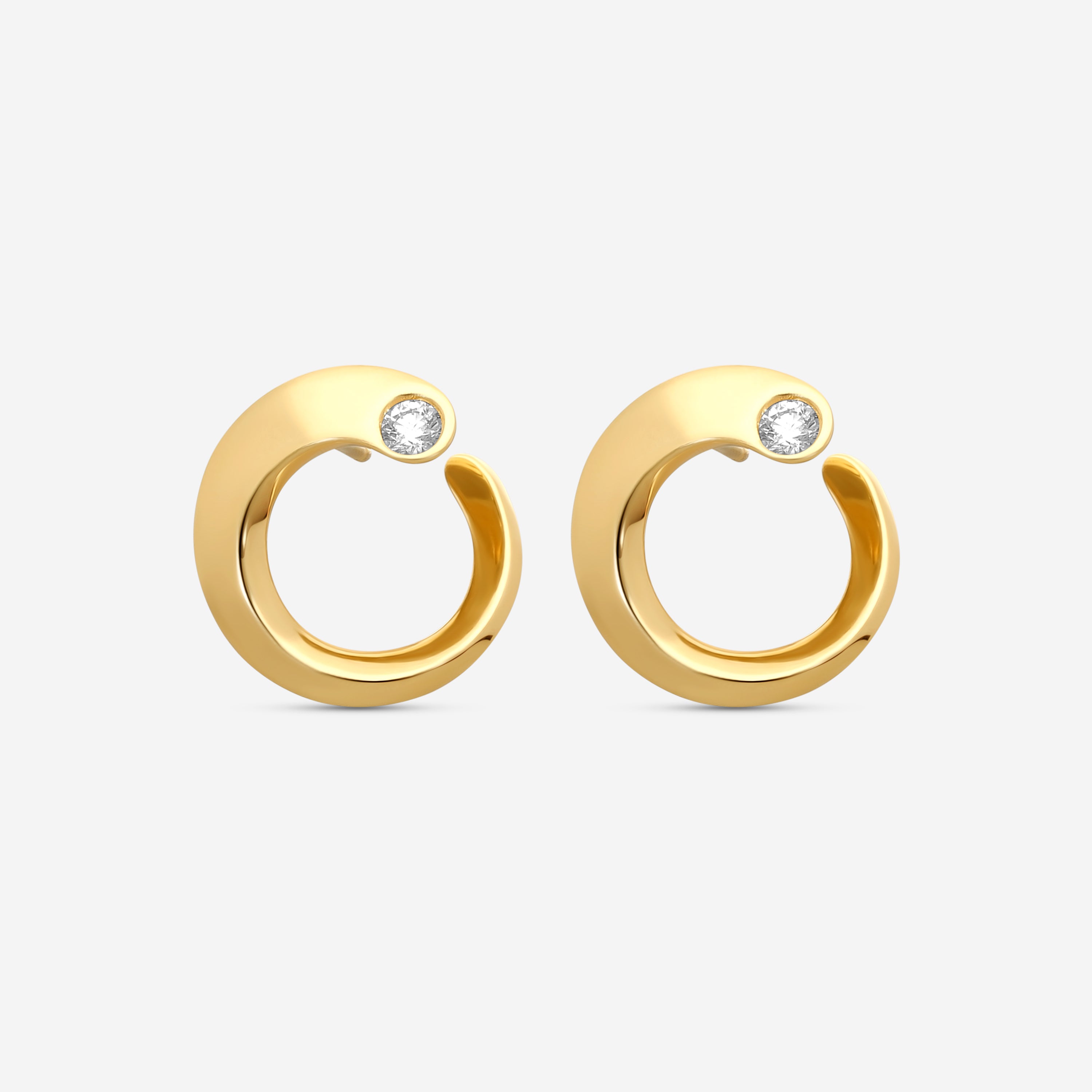 Crivelli Like 18K Yellow Gold Diamond C Earrings E0271E